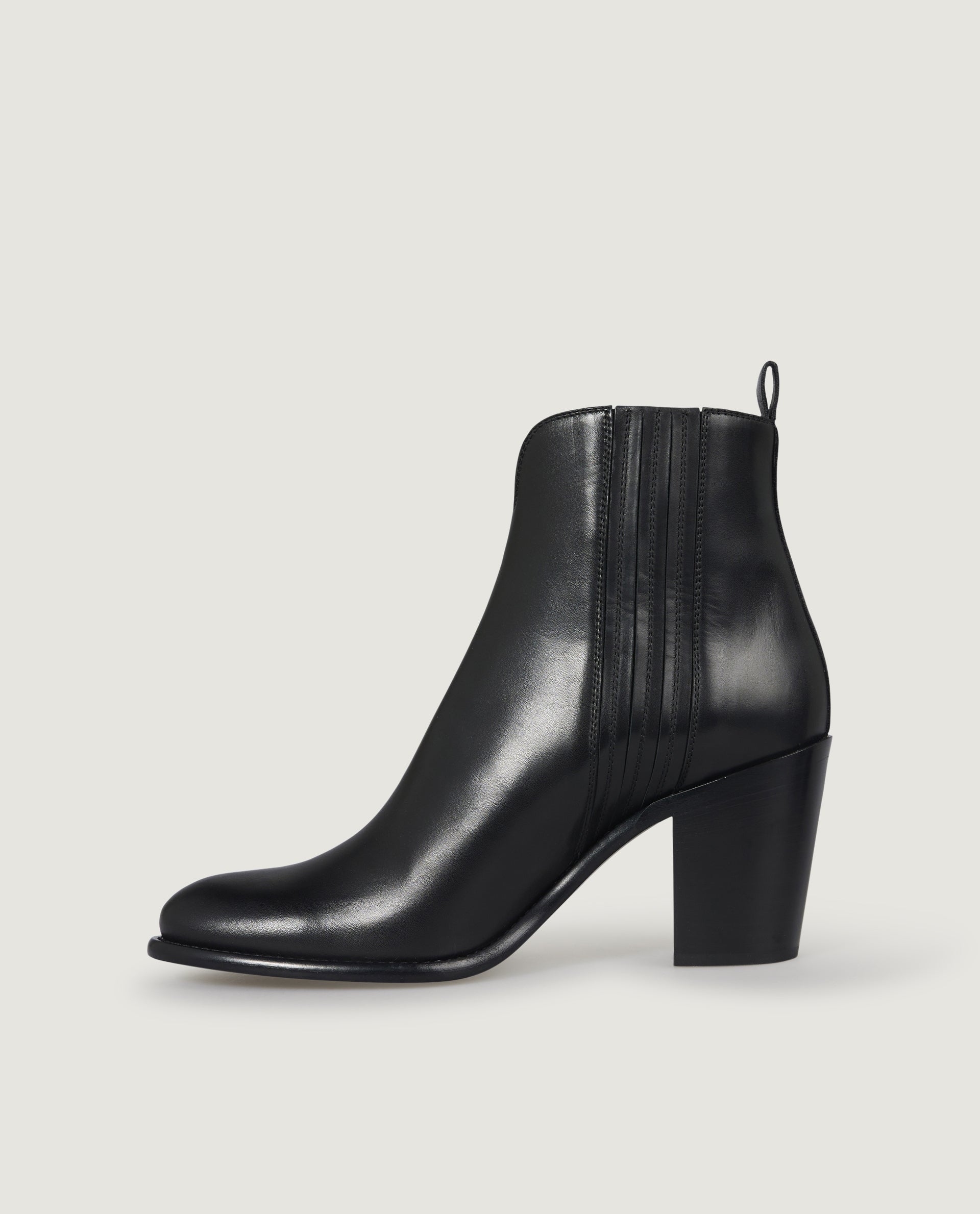 Leren enkellaarzen - Zwart