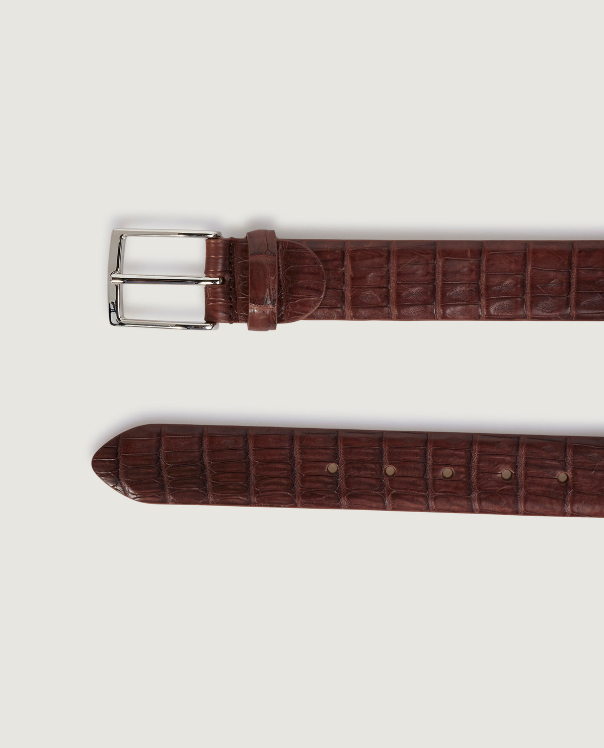 Croco Lederen Riem - Bruin