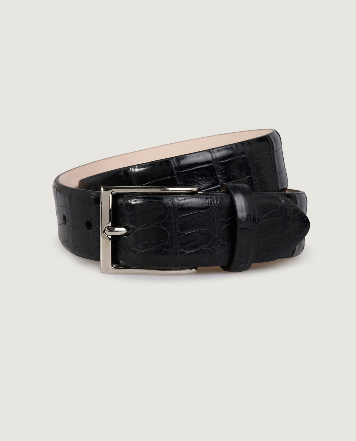 Croco Lederen Riem - Zwart