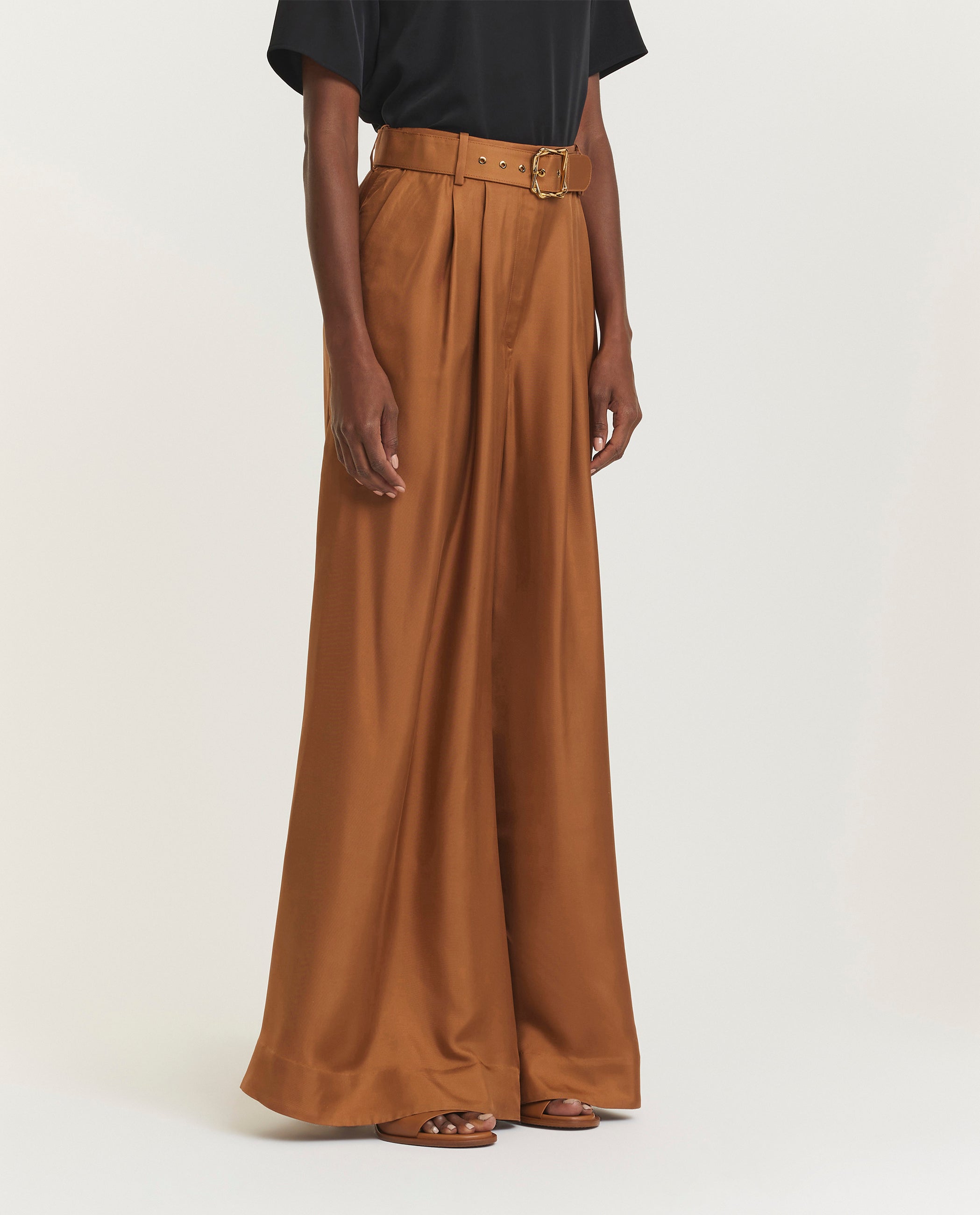 Silk wide trousers
