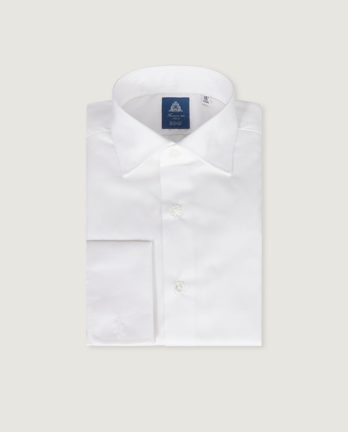 Dubbel Manchet Visgraat Shirt - Wit