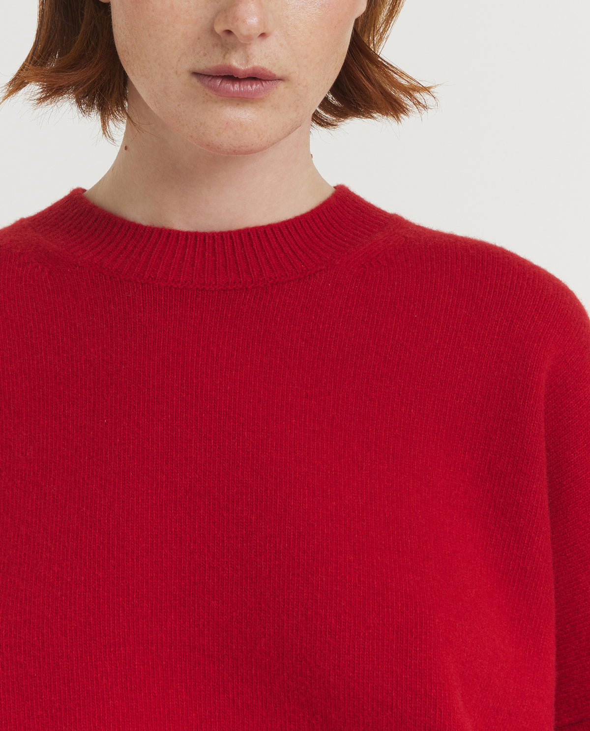 Boiled Wollen Ronde Hals Trui - Rood