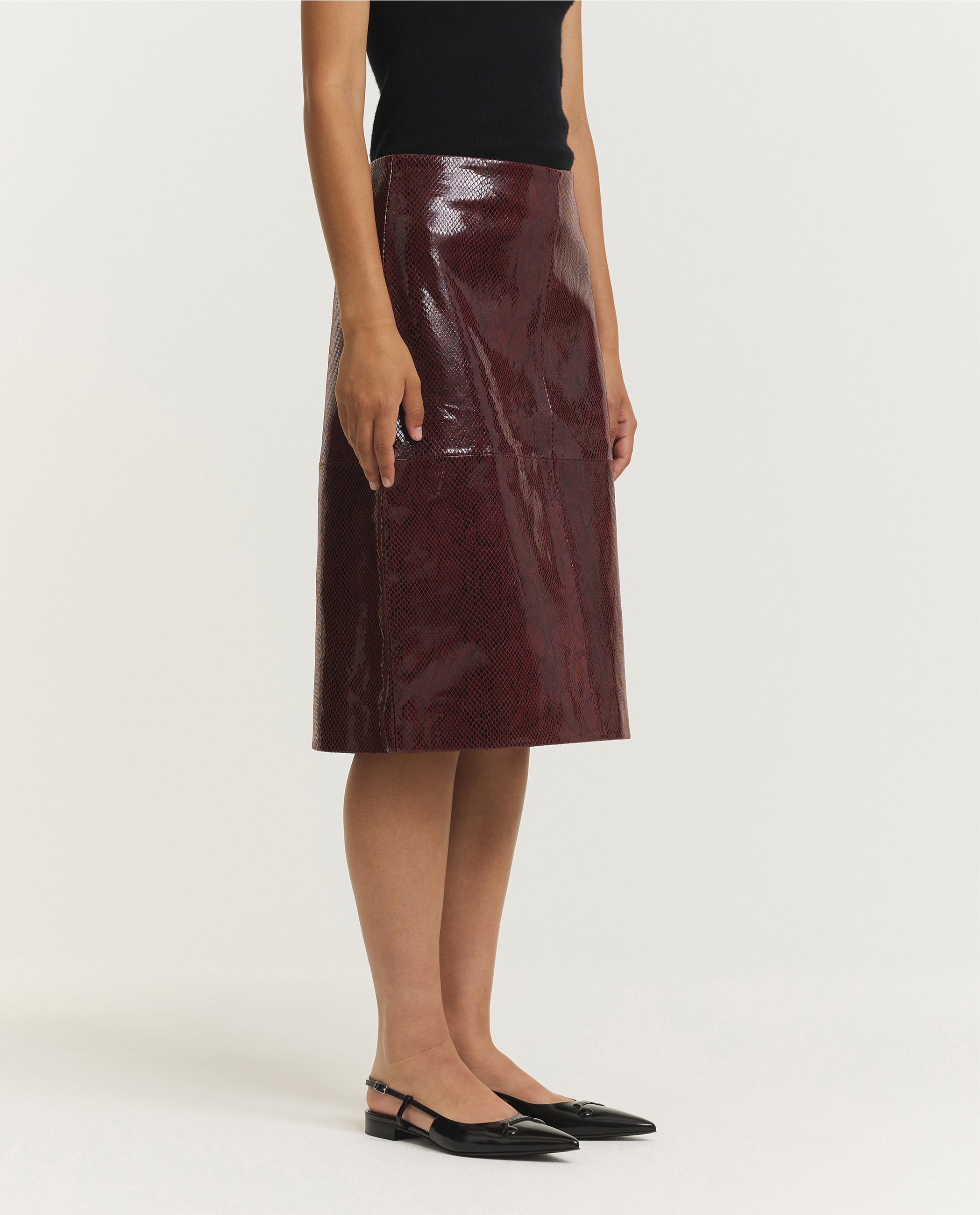 Lederen Slangenrok - Rood