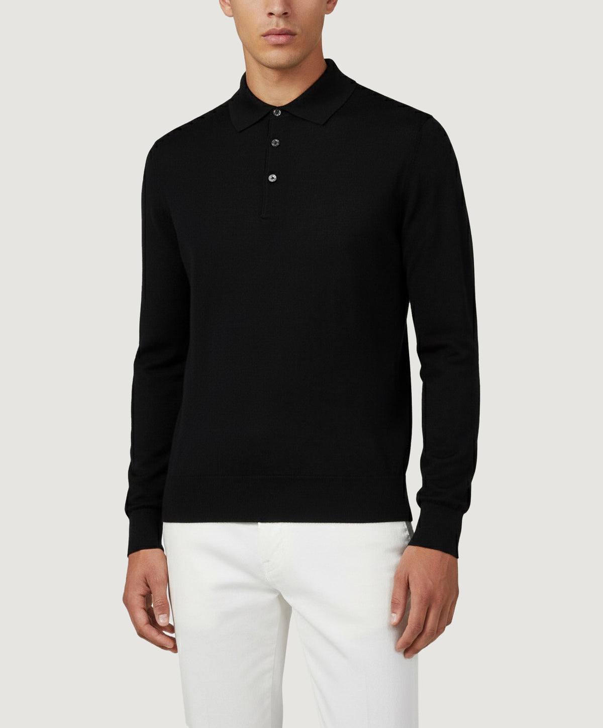 Wool Long Sleeve Polo Shirt
