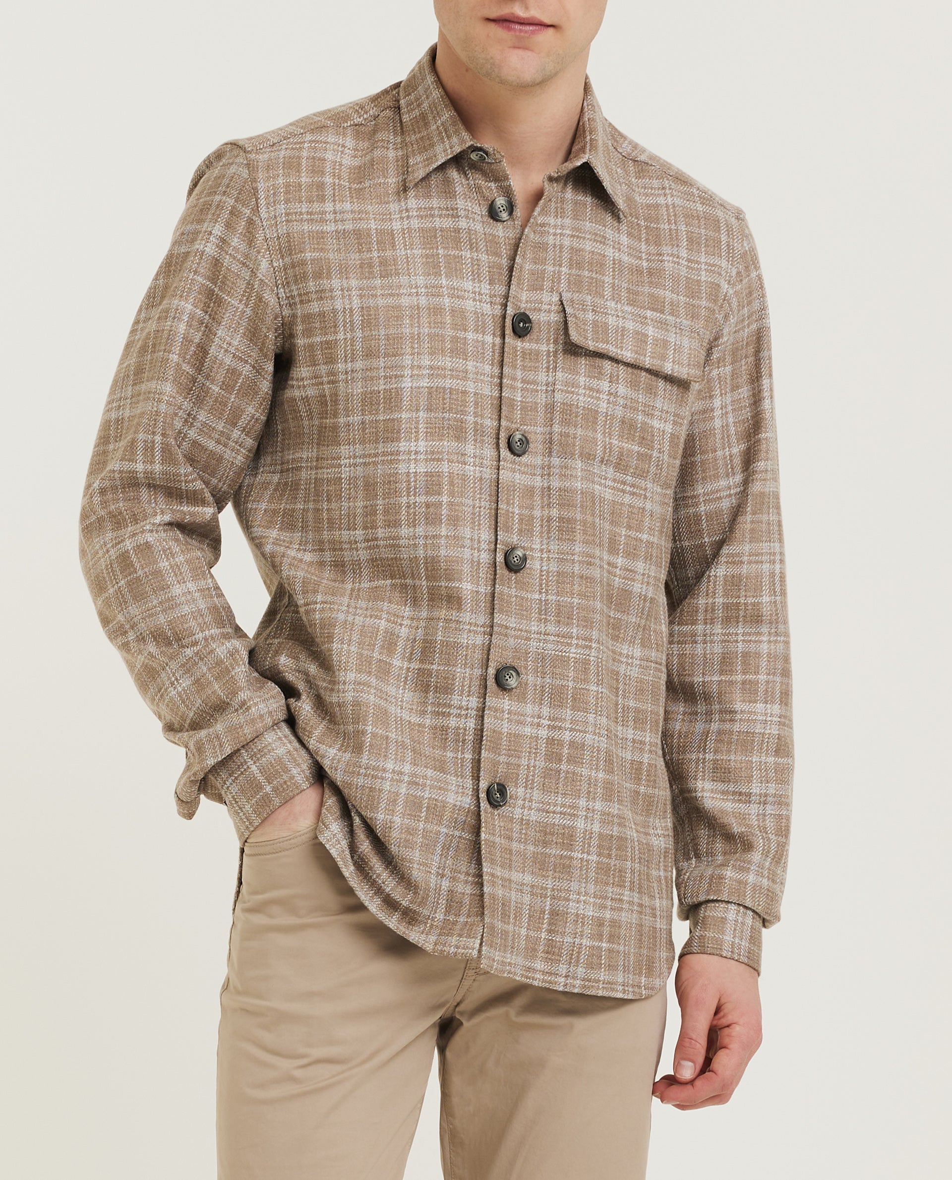 Cashmere Mix Overshirt - Lichtbruin