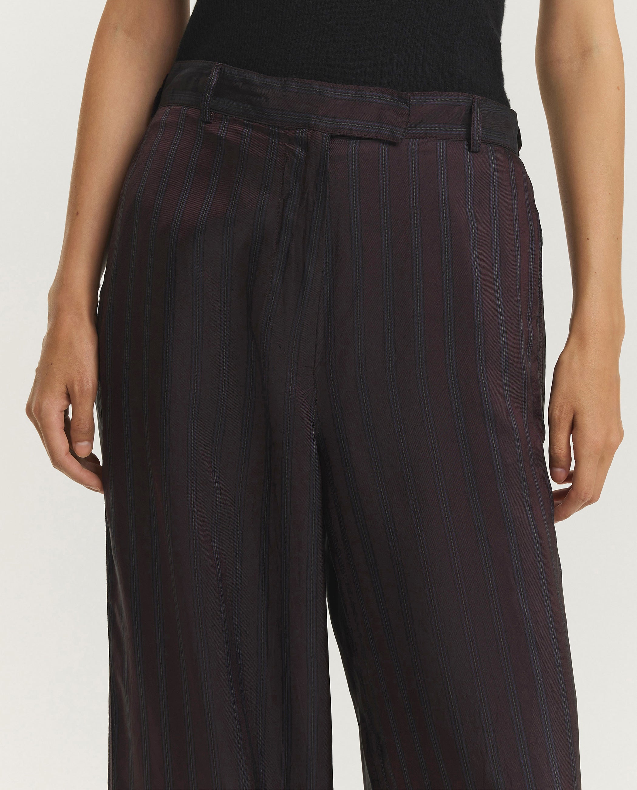 Gestreepte Cupro Broek