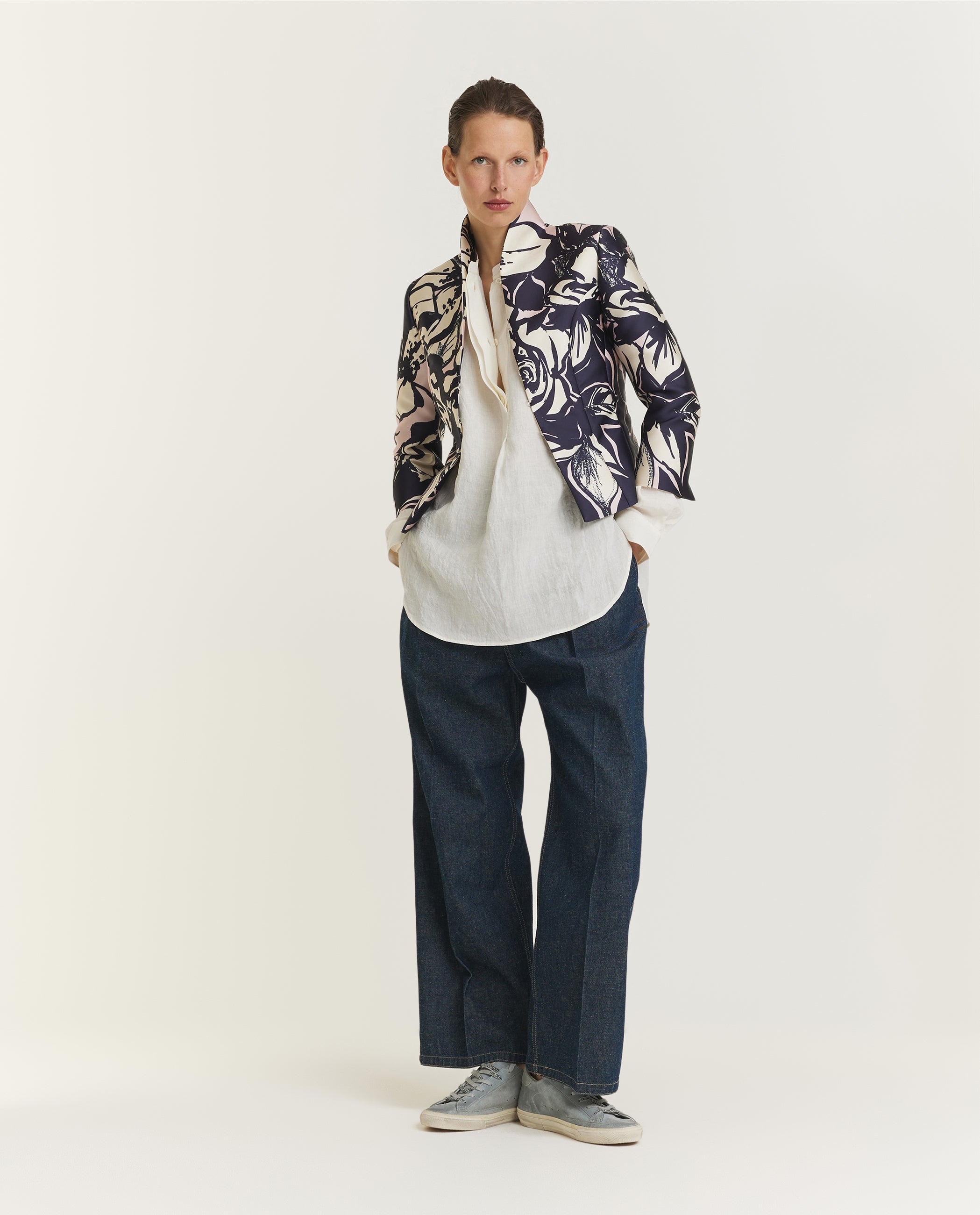 Korte Kraag Blazer - Blauw