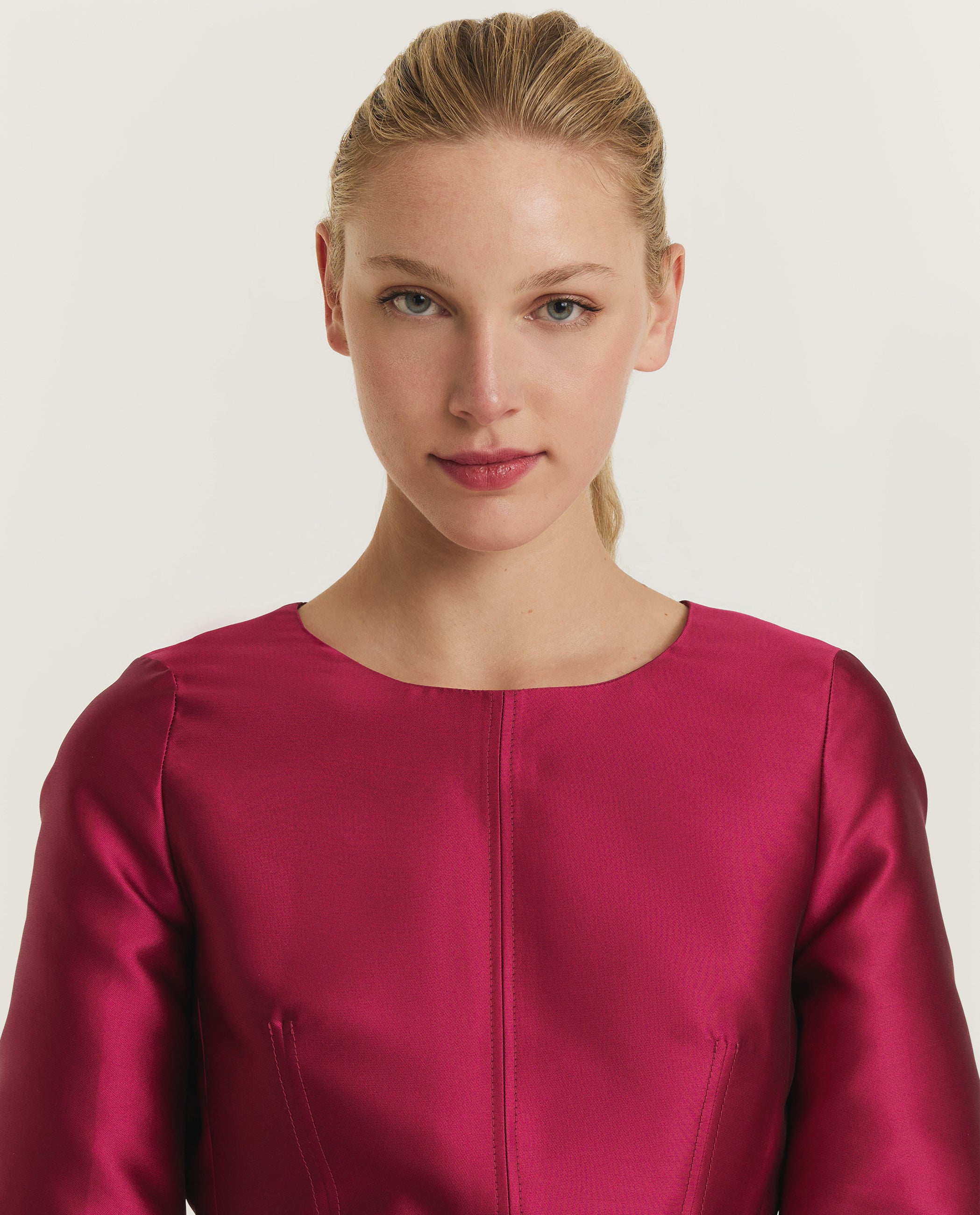 Korte Mouwen Midi Jurk - Roze