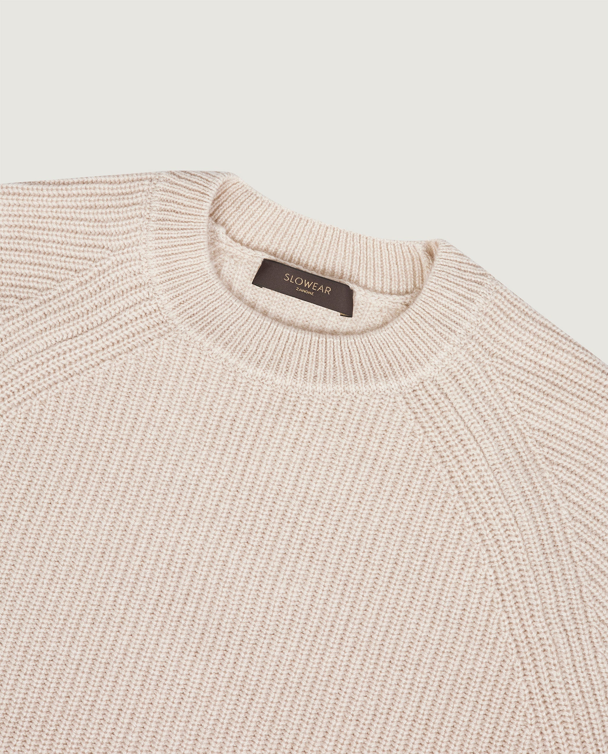 Cashmere Rib Trui - Ecru