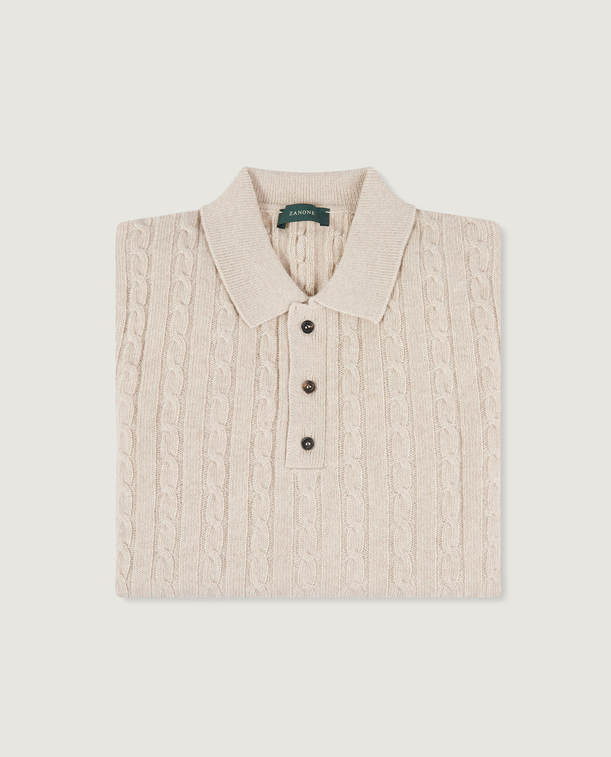 Lange mouw kabelpolo - Lichtbruin