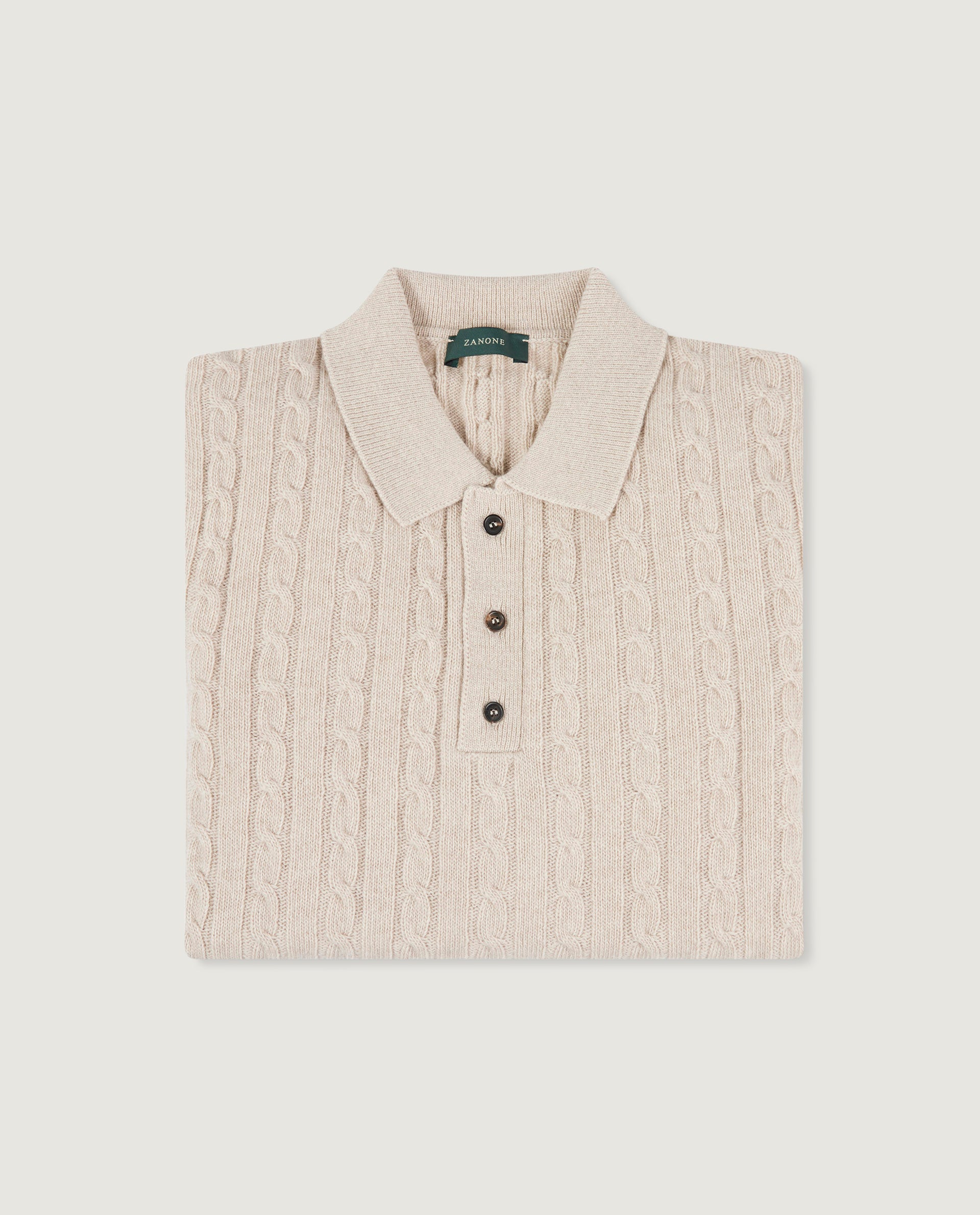 Lange mouw kabelpolo - Lichtbruin