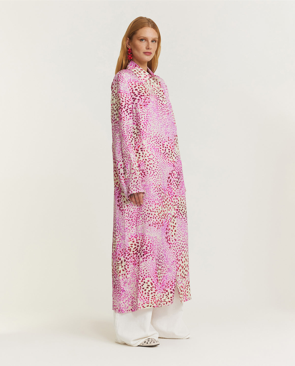 Geprinte Jacquard Jas - Roze