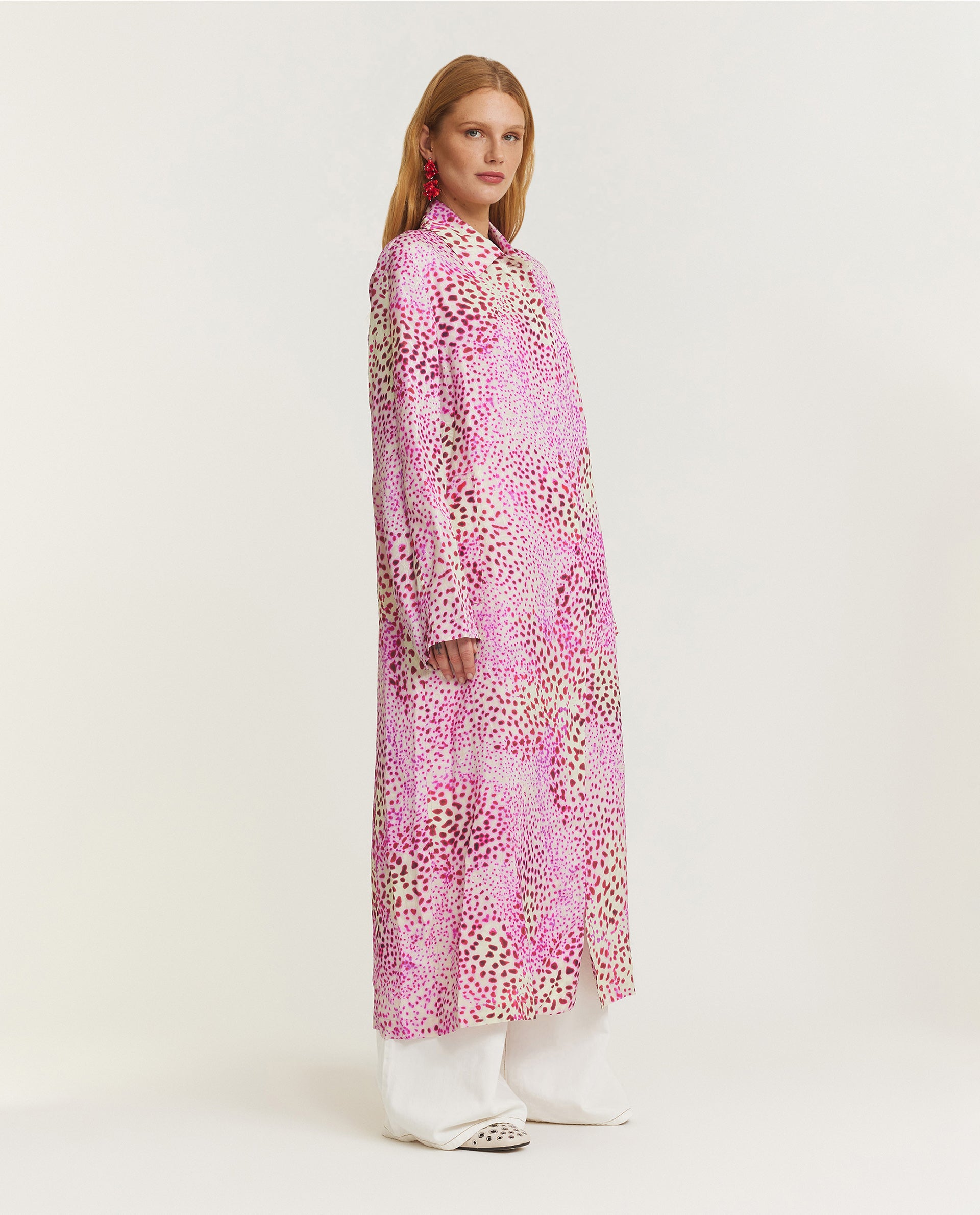 Geprinte Jacquard Jas - Roze