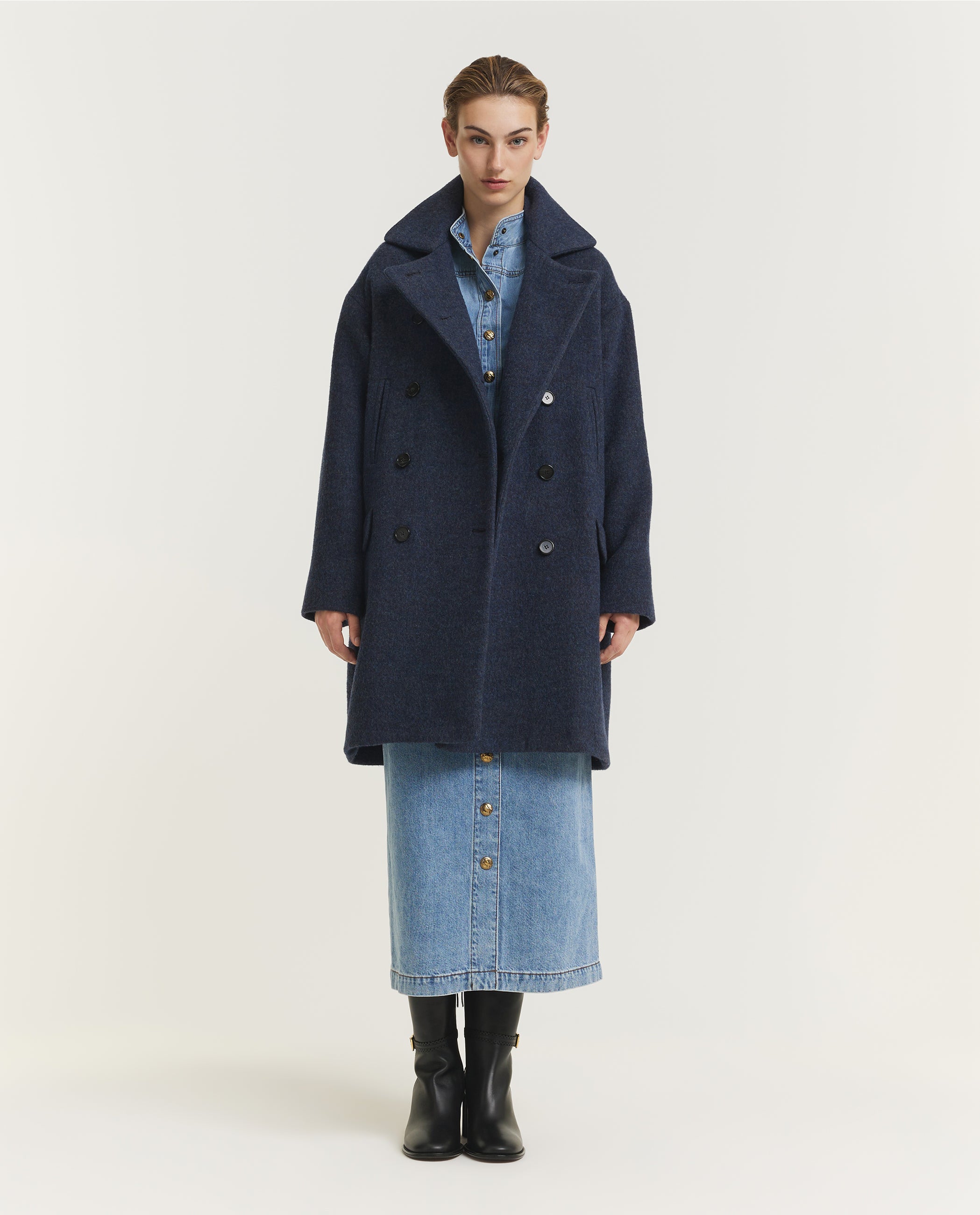 Alpaca Wol Overjas - Blauw