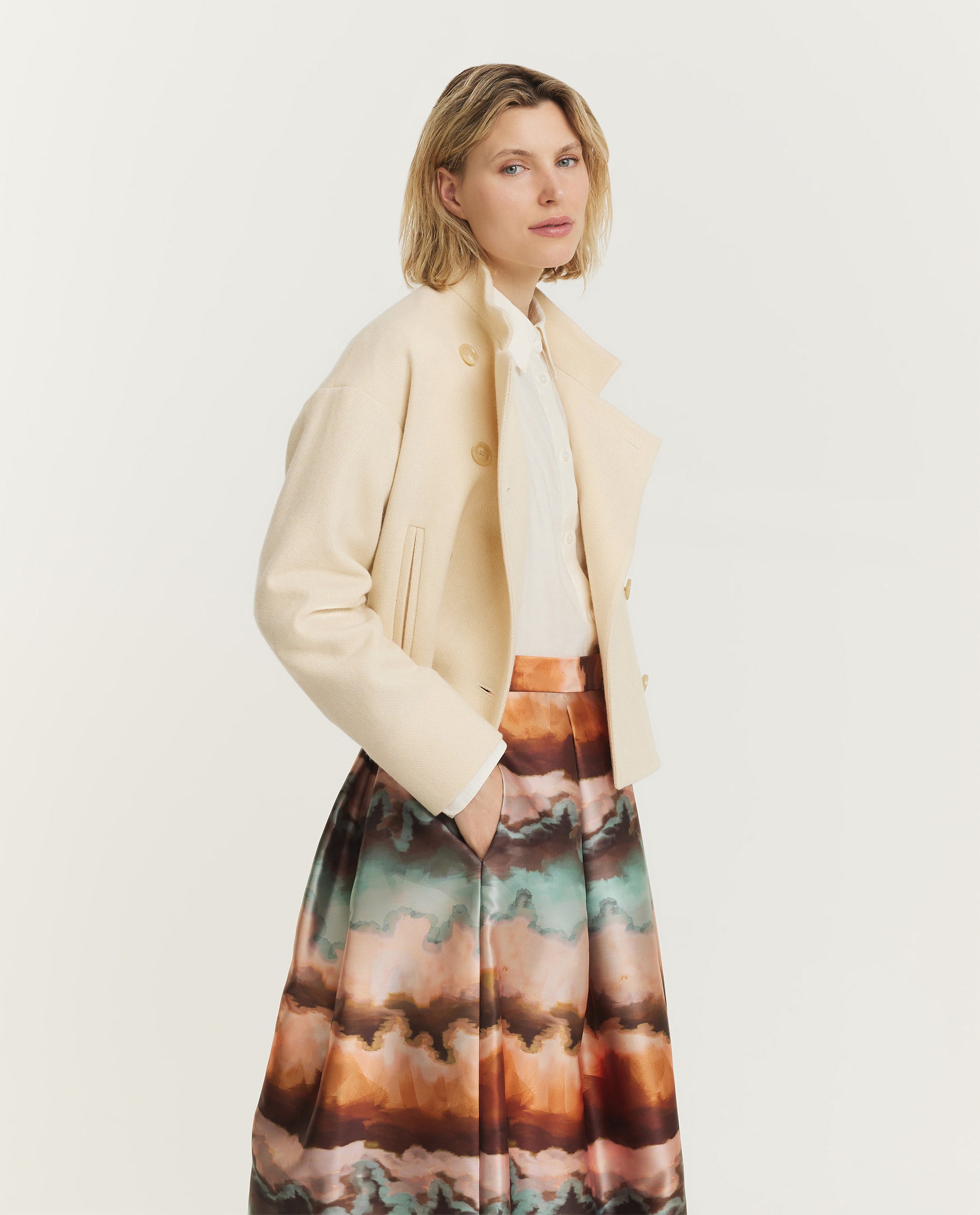 Wol Cashmere Peacoat - Ecru