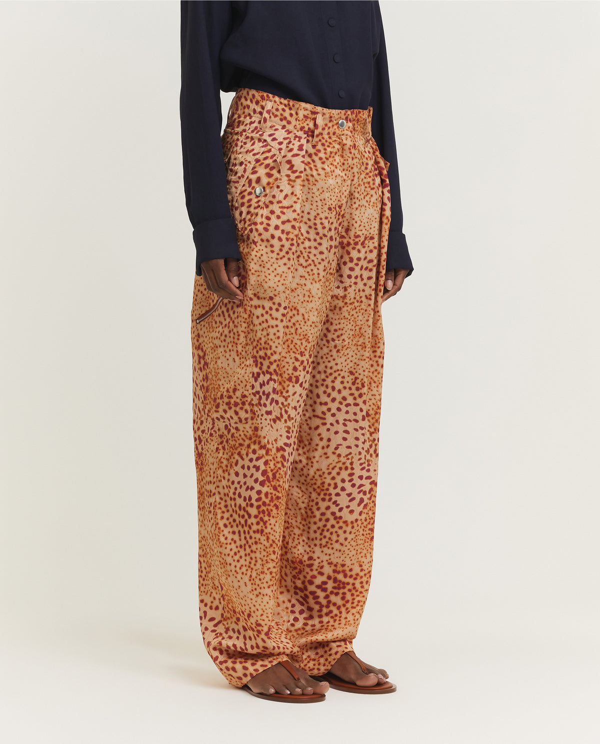 Vloeiende Bandplooi Broek - Oranje