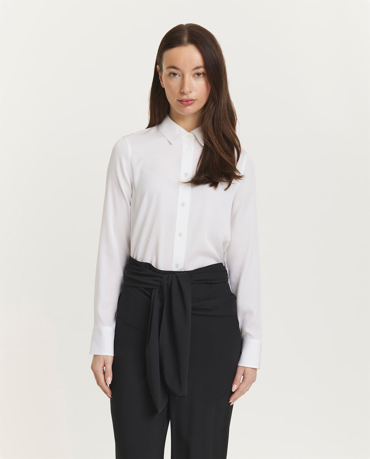 Zijden-stretch blouse - Wit