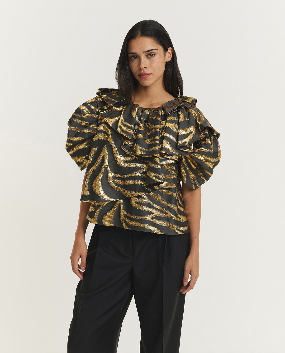 Metallic Zebra Wave Top