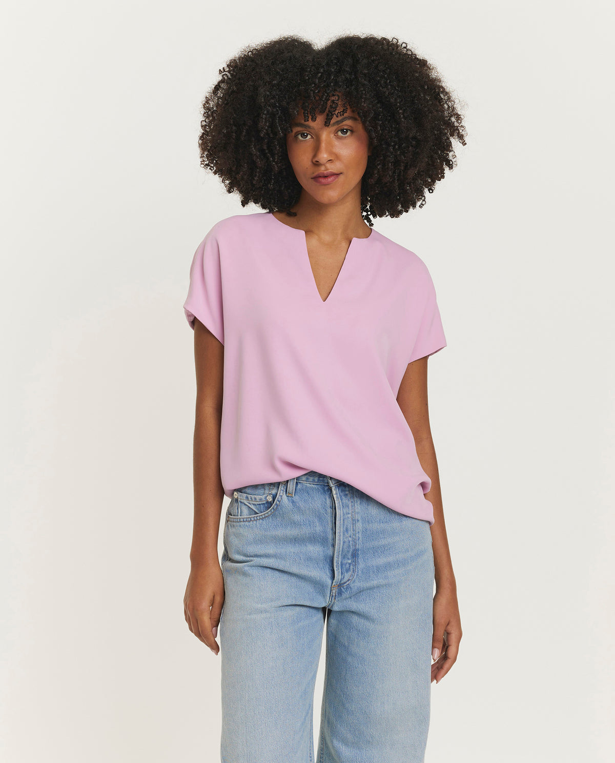 Top met v-hals - Roze