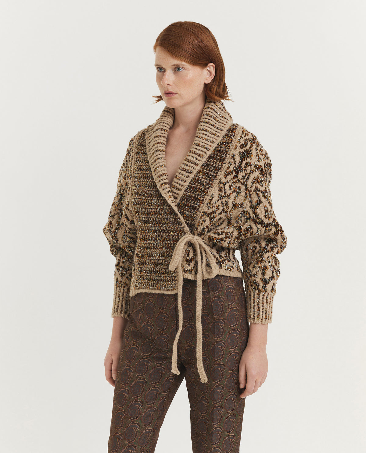 Jacquard Wrap Cardigan