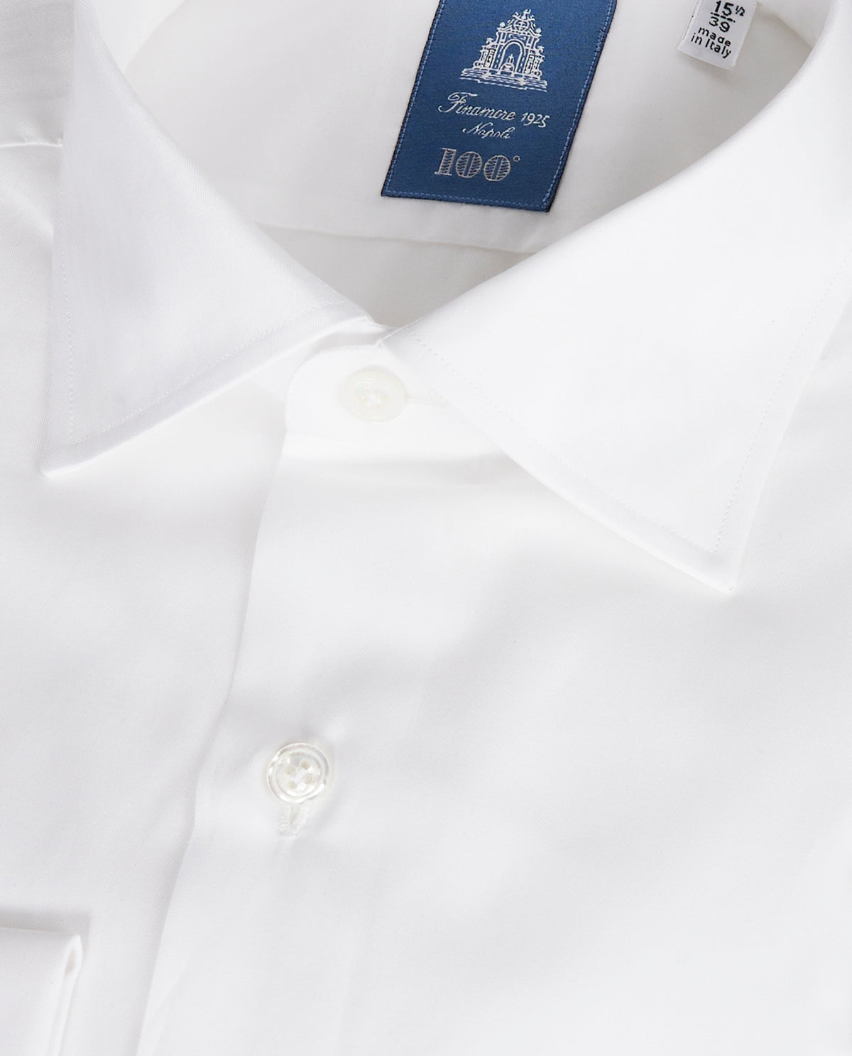 Dubbel Manchet Visgraat Shirt - Wit