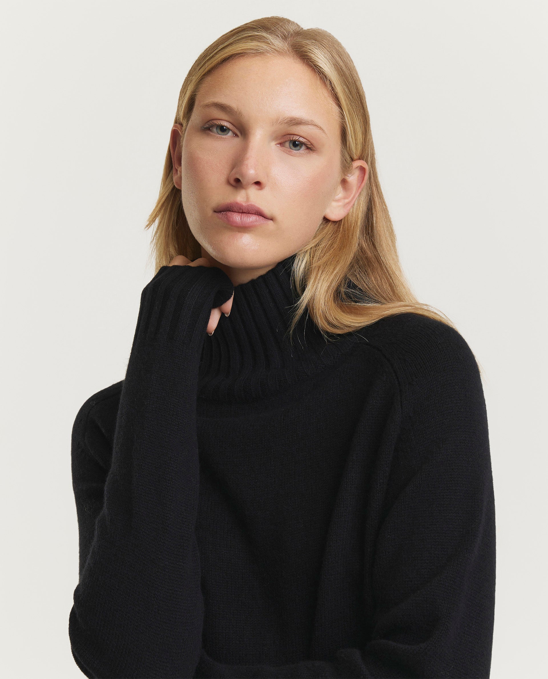 Wol-cashmere jurk - Zwart
