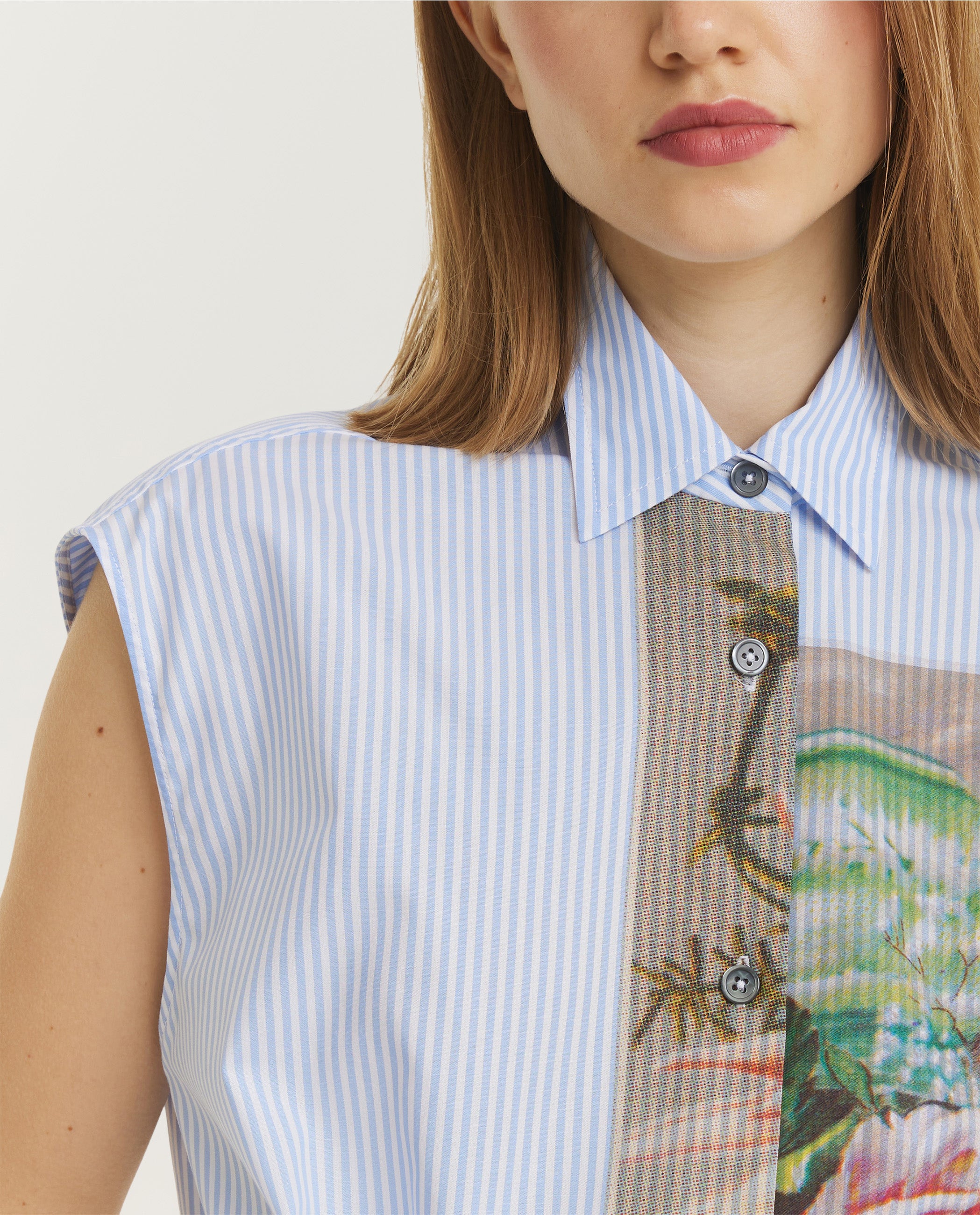 Postcard Collage Blouse - Lichtblauw