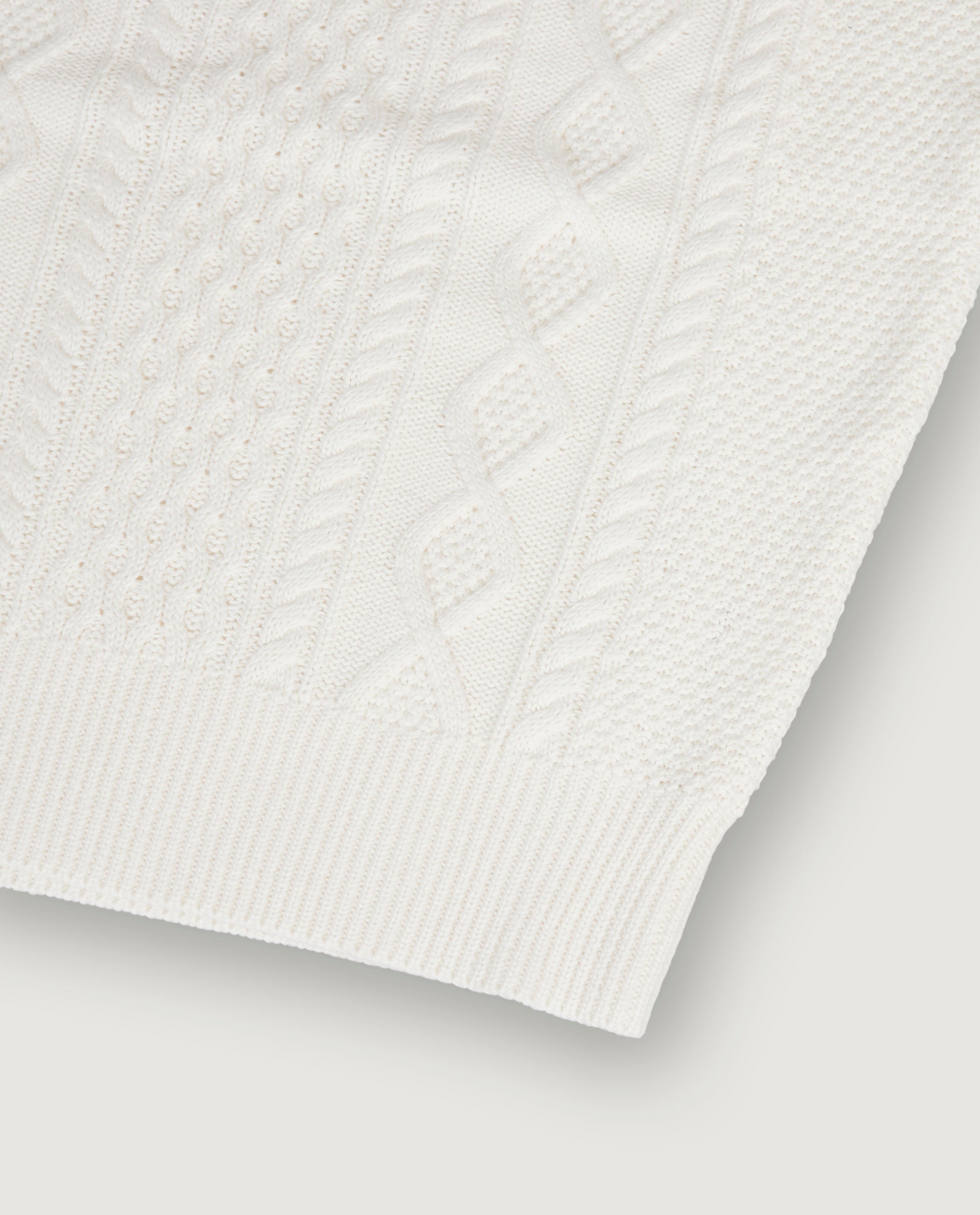 Katoen Cashmere Aran Trui - Wit