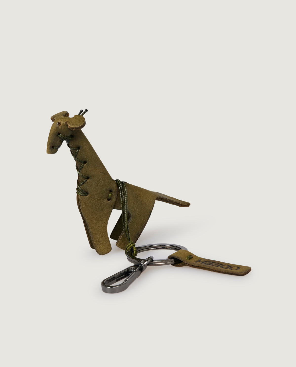 Lederen Giraffe Sleutelhanger - Groen