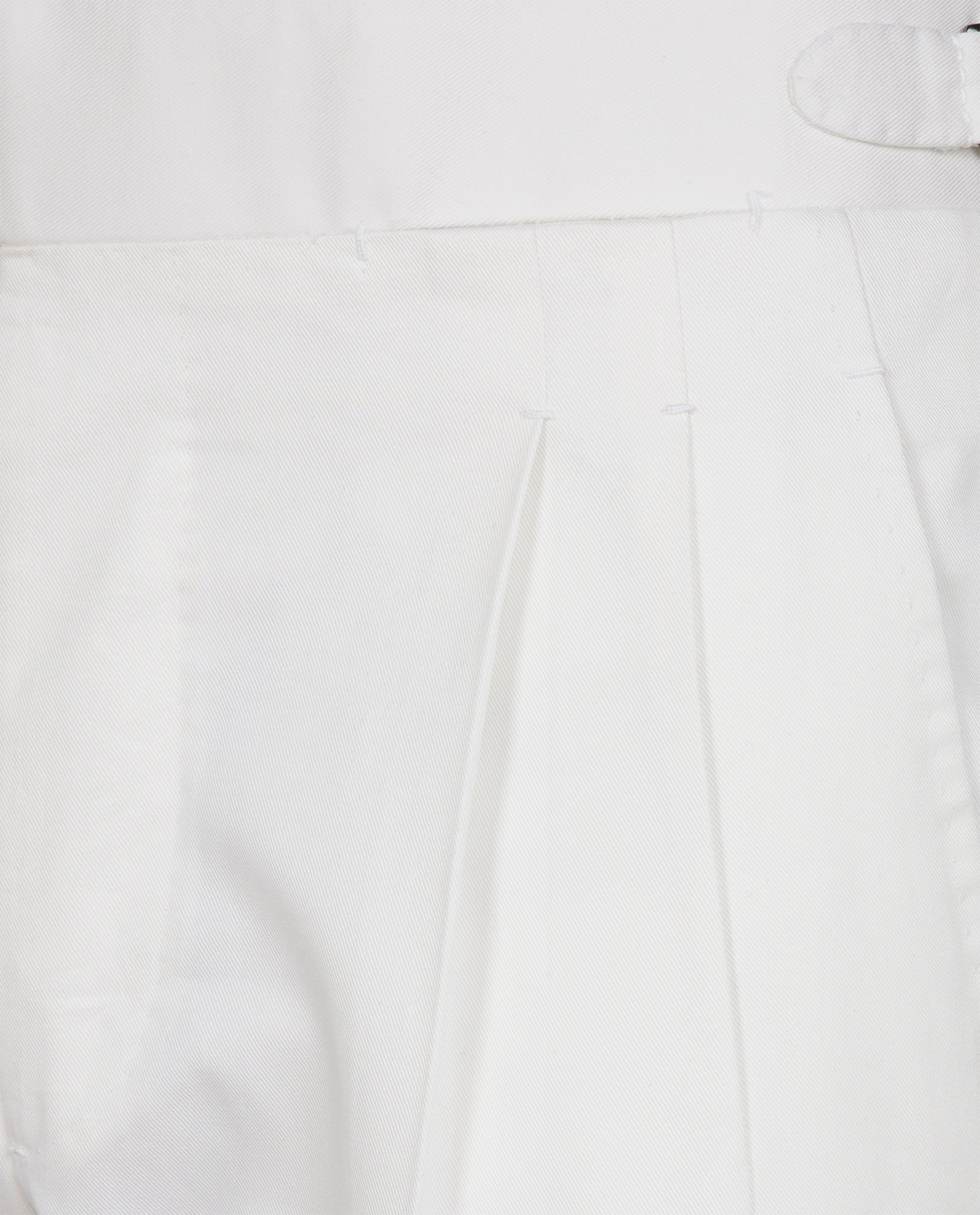 Katoenen Bandplooi Broek - Wit