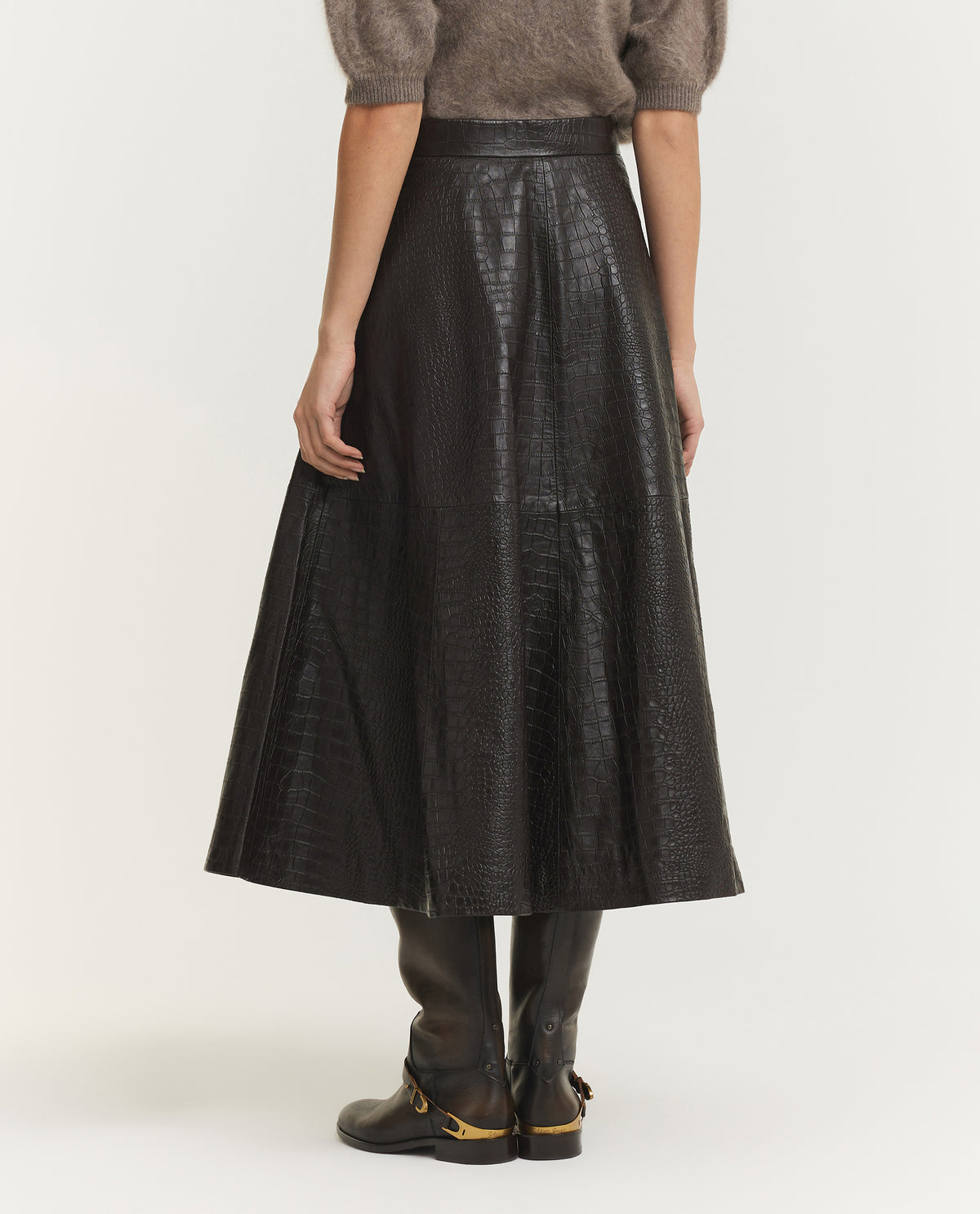 A-Lijn Croco Rok - Bruin