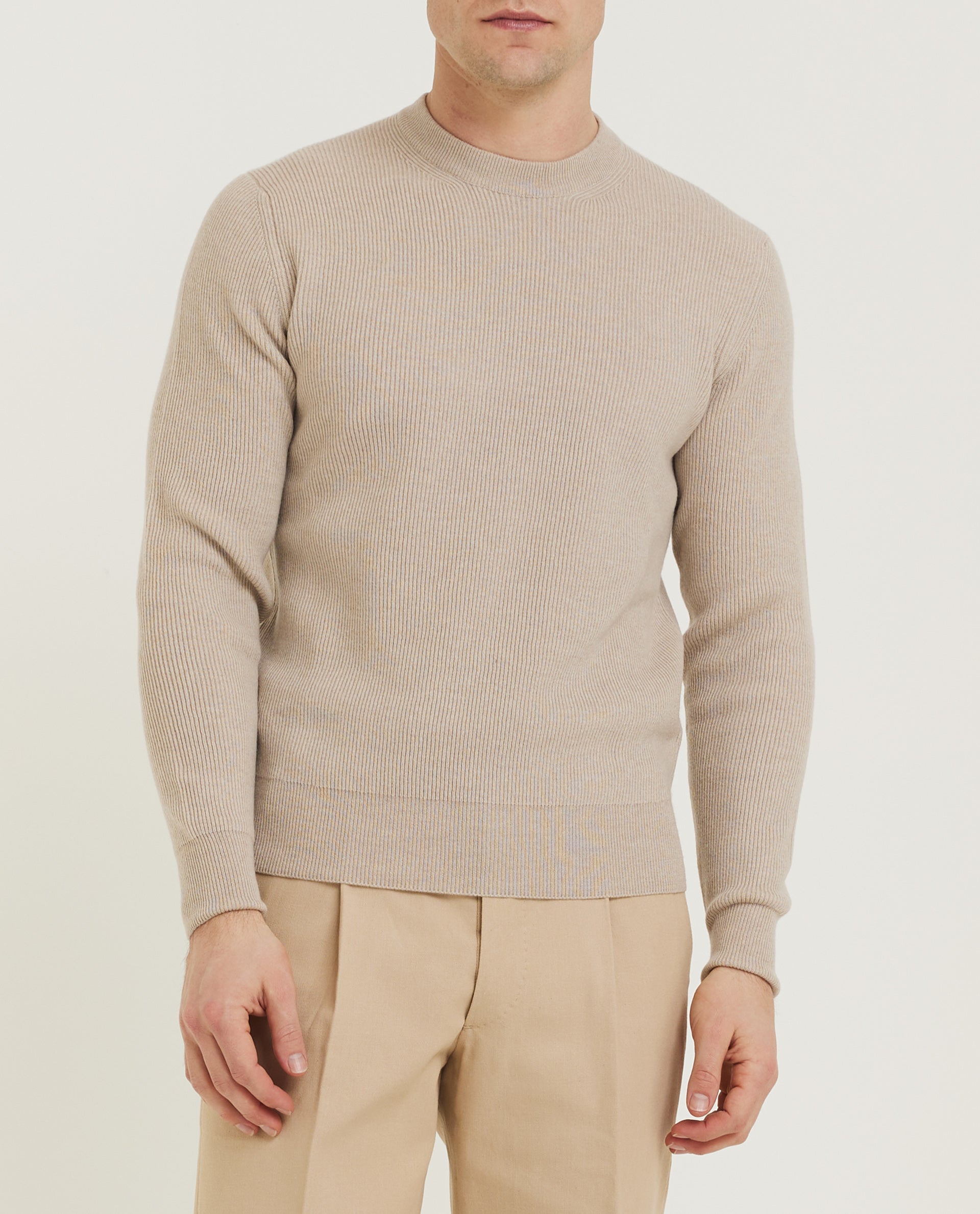 Cashmere Ronde Hals Trui - Lichtbruin