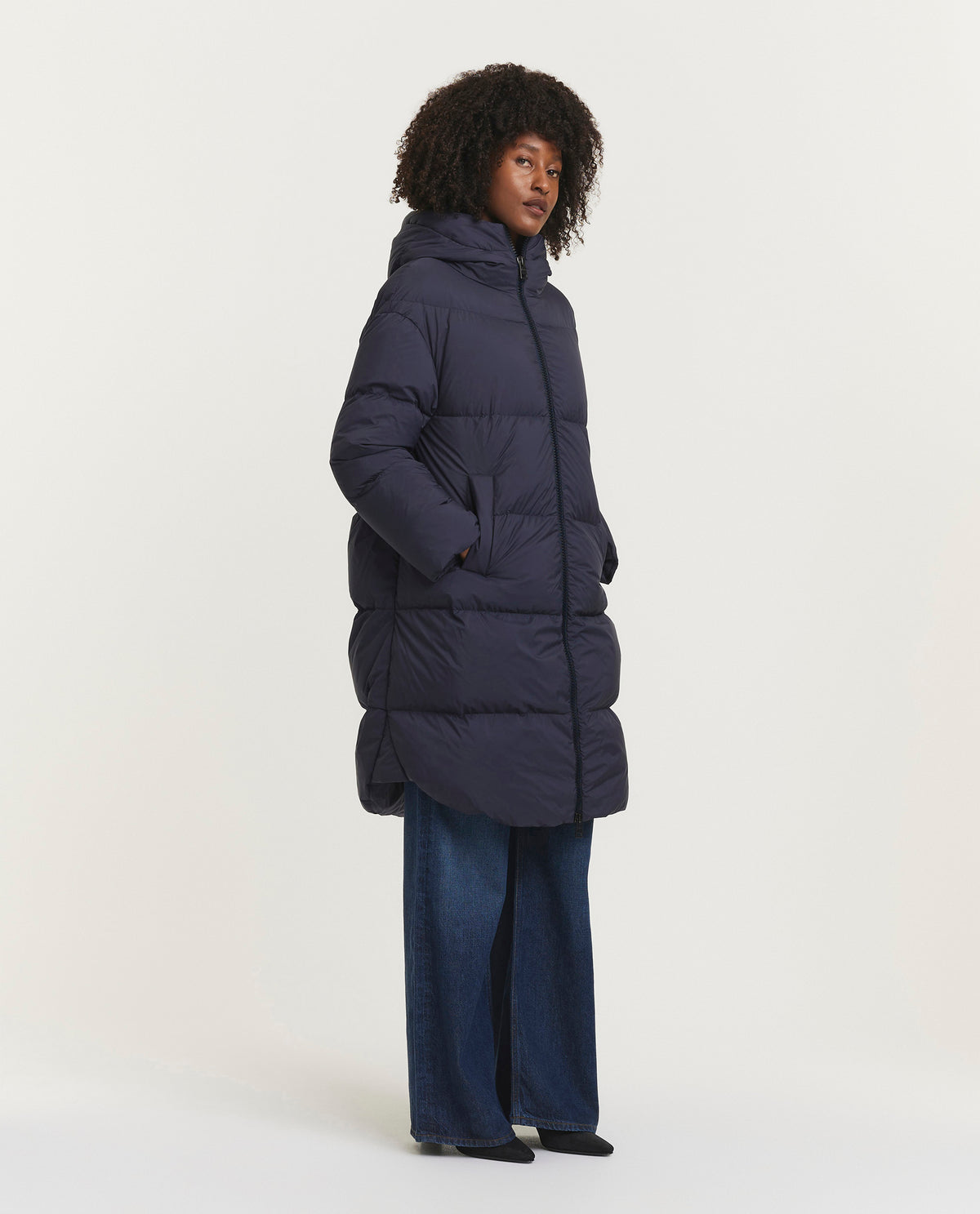 Lange gewatteerde jas