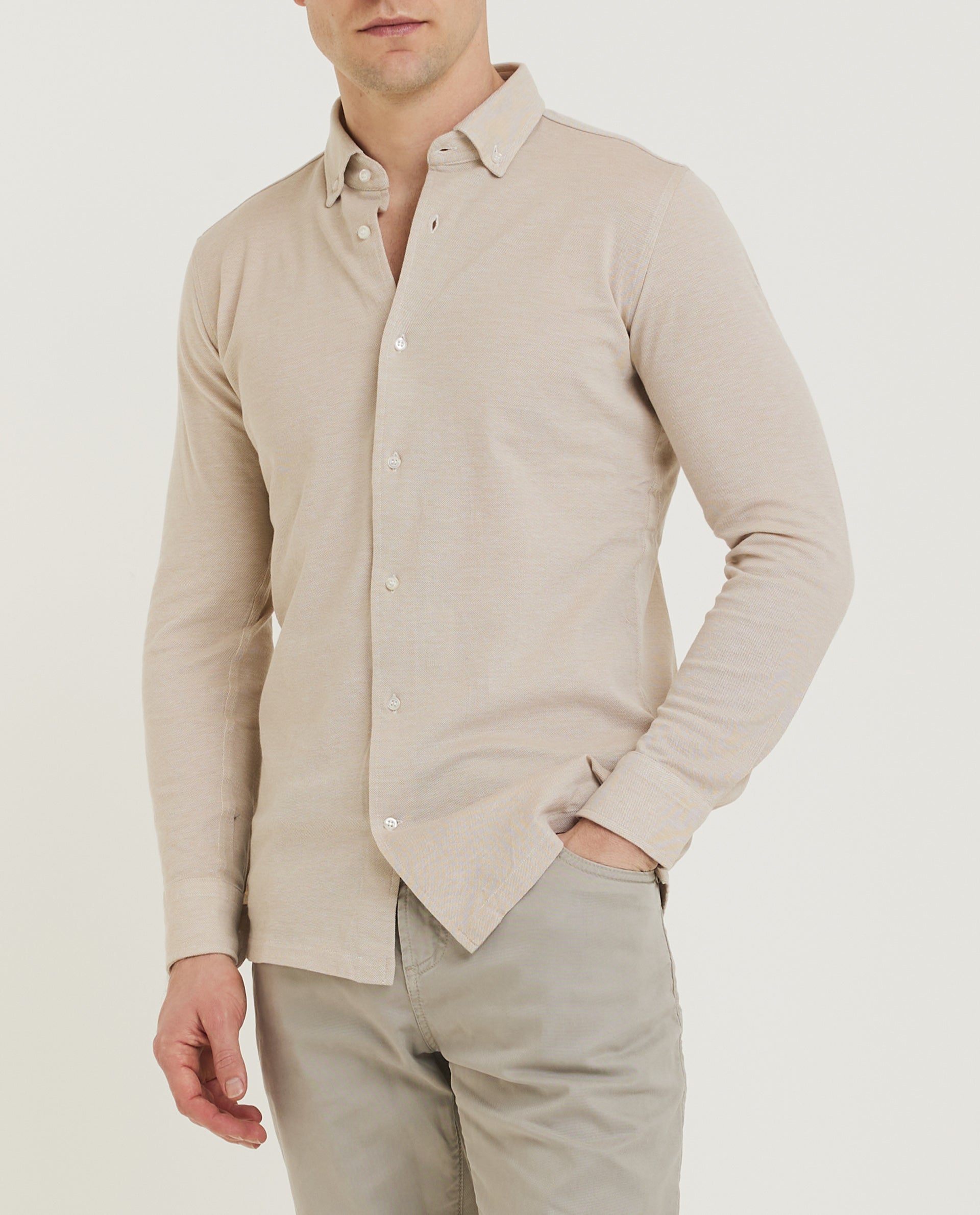 Pique Buttondown Shirt - Lichtbruin