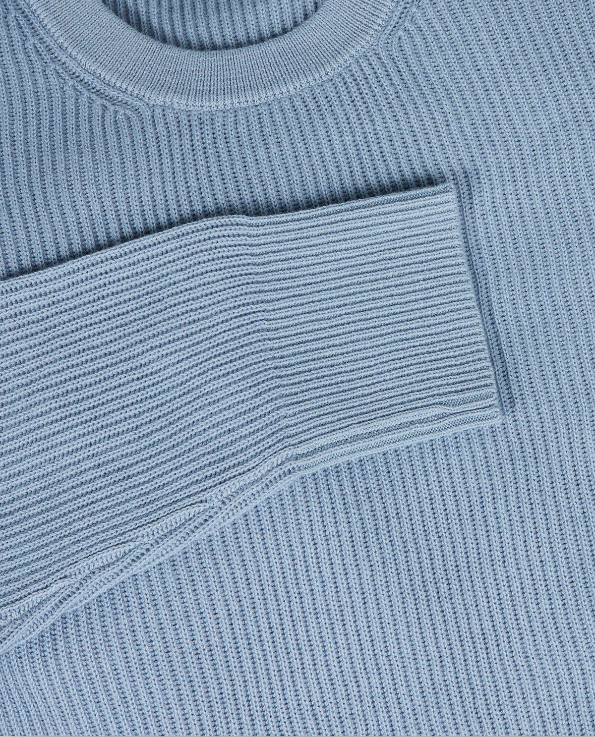 Geribde Ronde Hals Trui - Lichtblauw