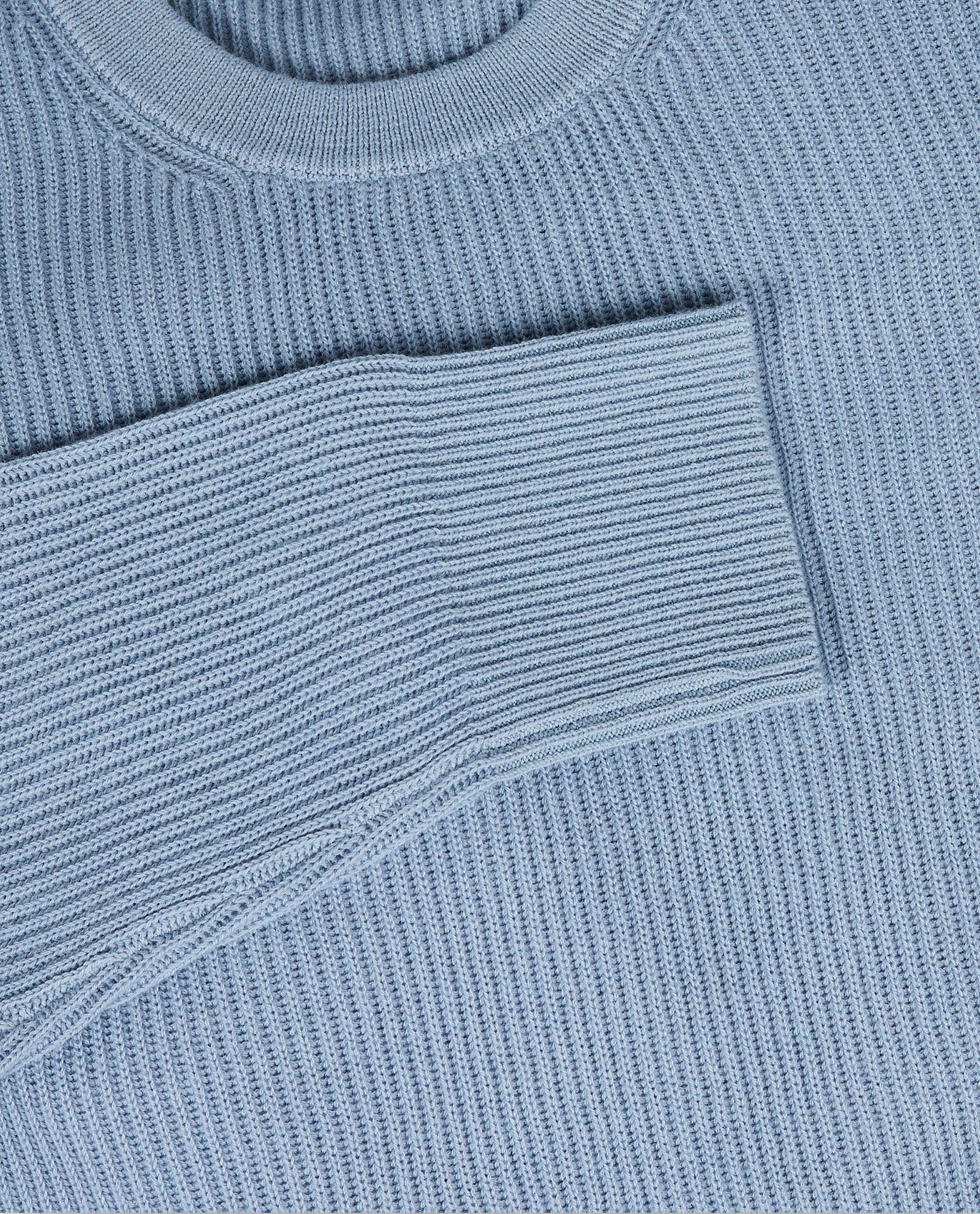 Geribde Ronde Hals Trui - Lichtblauw