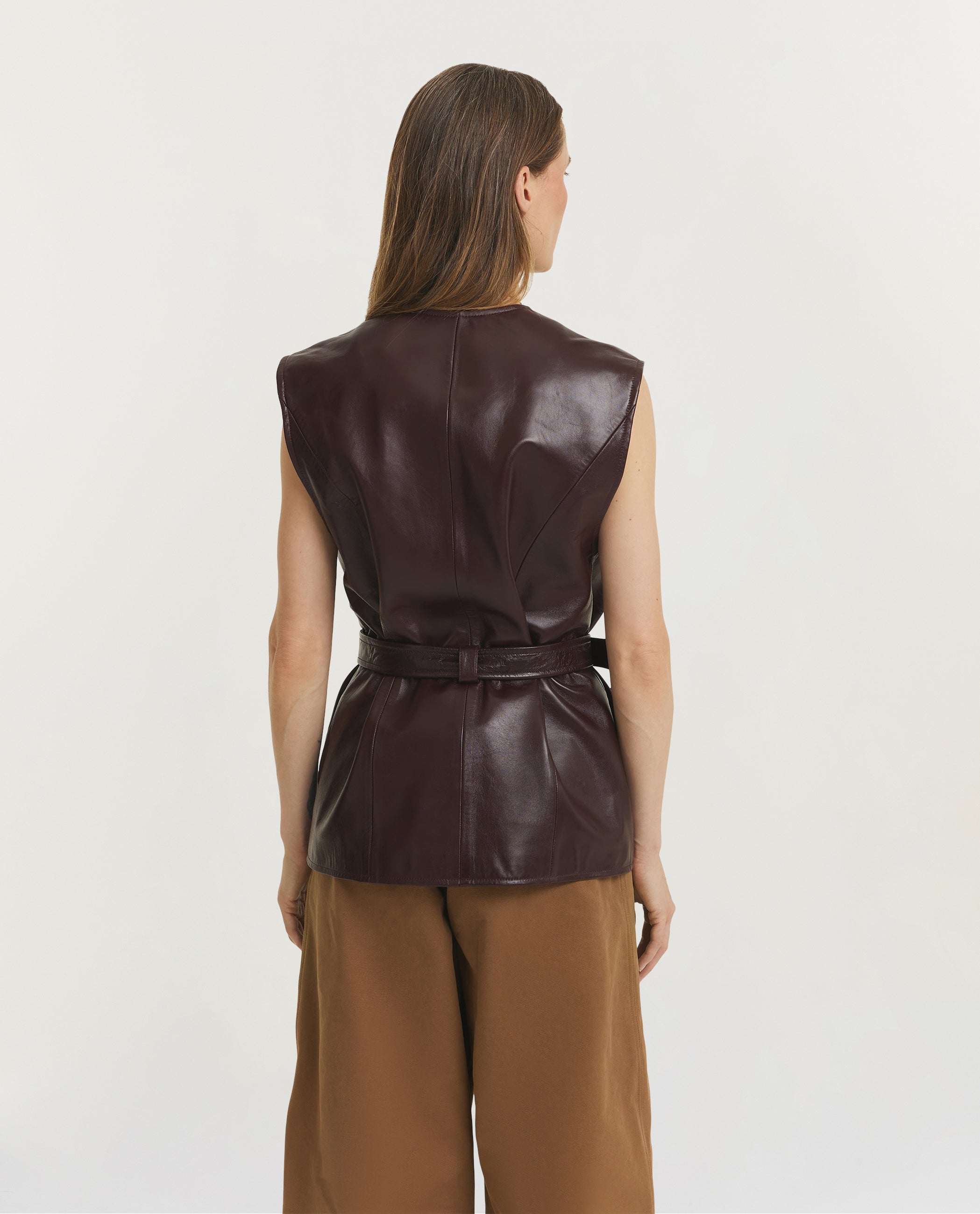 Utilitarian Lederen Vest - Bruin