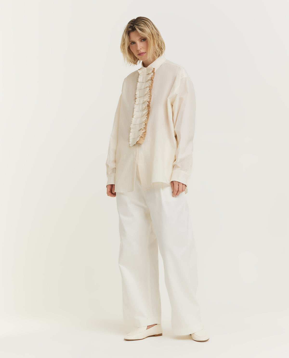 Twill Plastron Shirt - Ecru