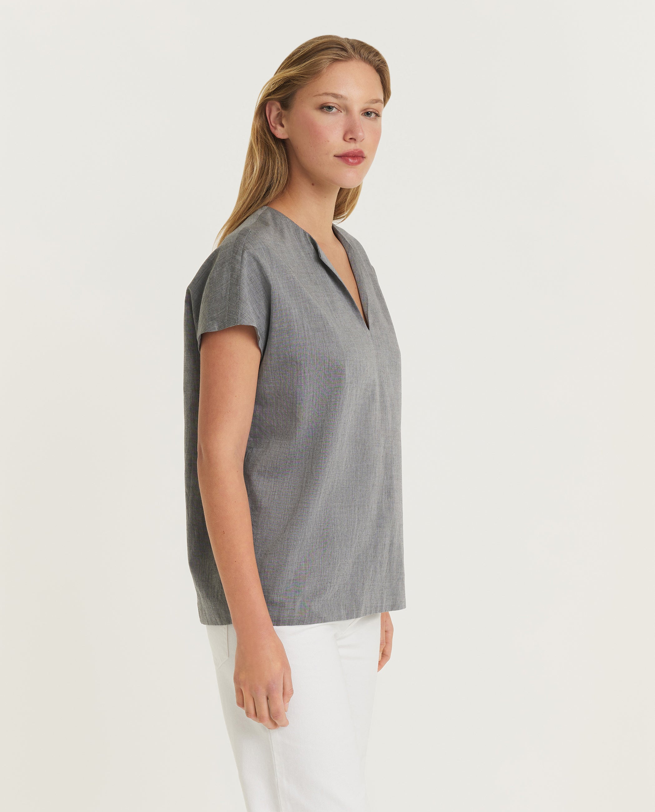 Katoenen top met kapmouwen