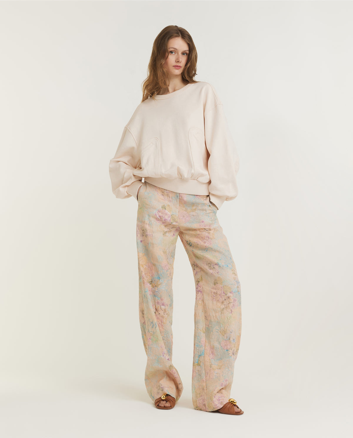 Katoenen Ronde Hals Trui - Wit