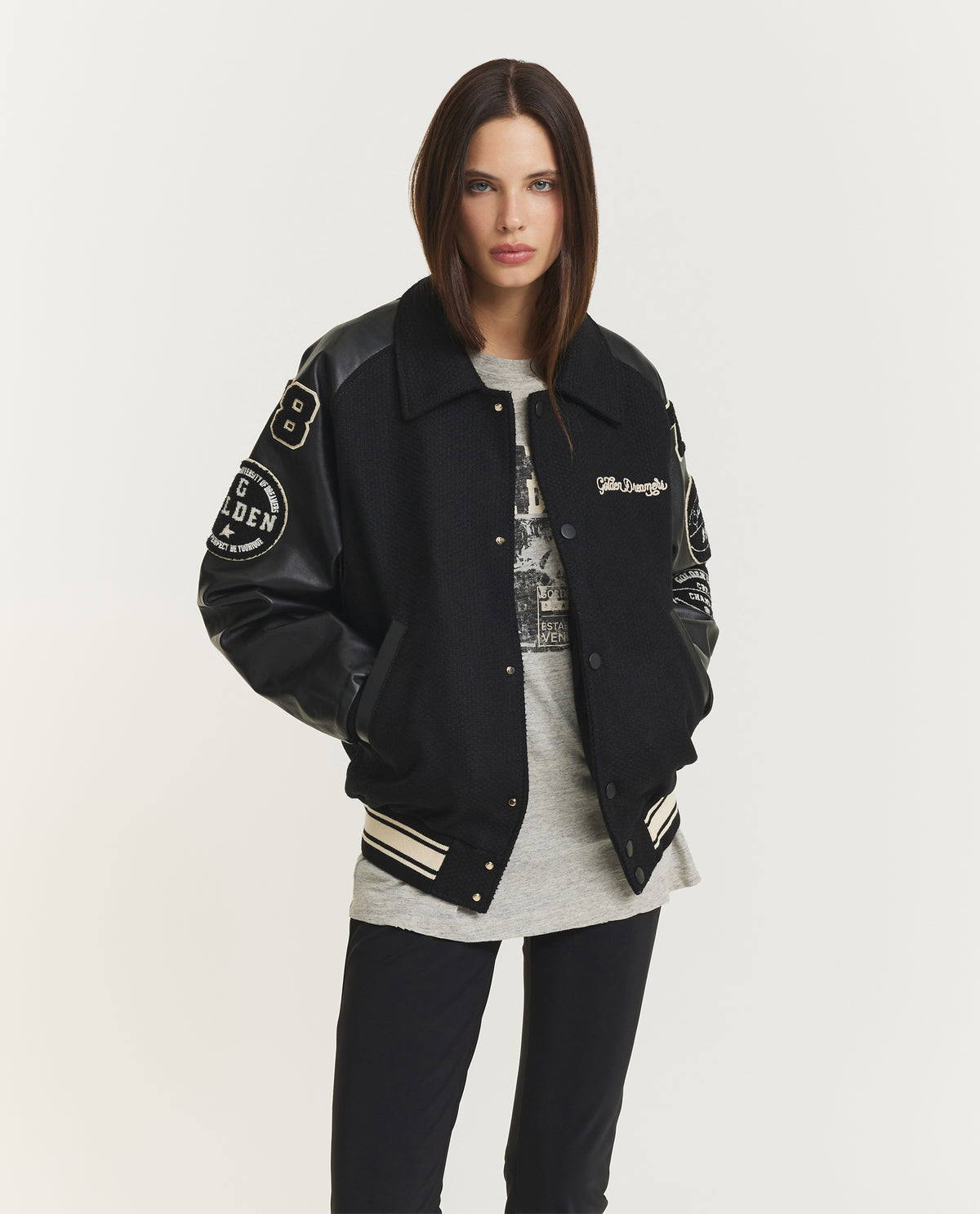 Wollen Letterman Jack - Zwart
