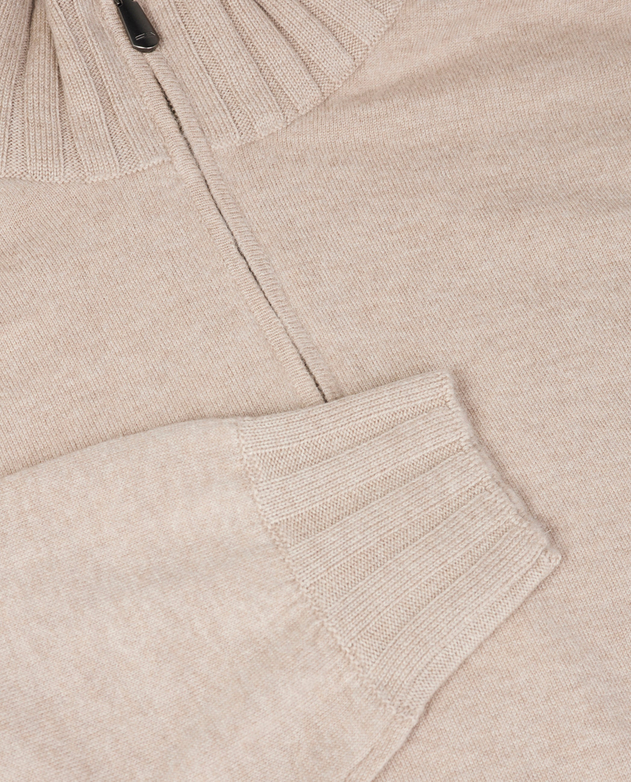 Cashmere Half-Zip Trui - Lichtbruin