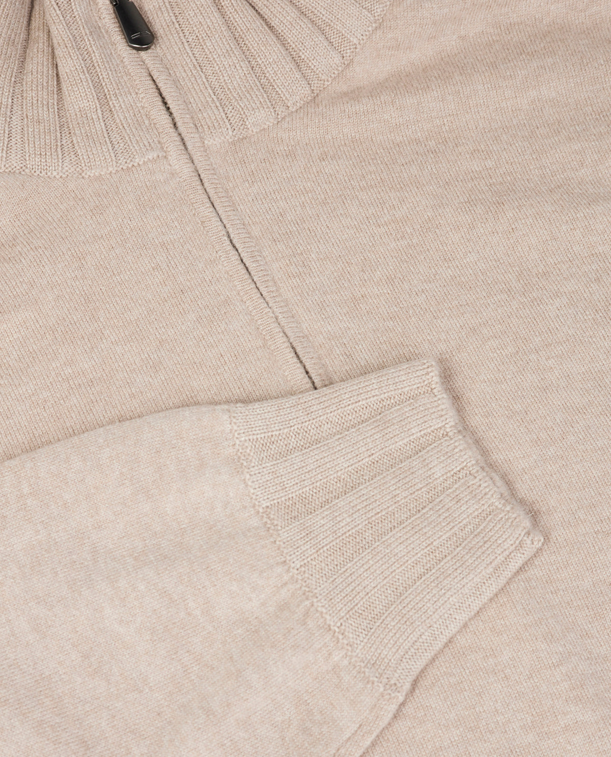 Cashmere Half-Zip Trui - Lichtbruin