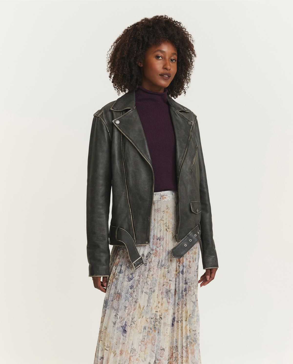 Leren Bikerjack - Zwart