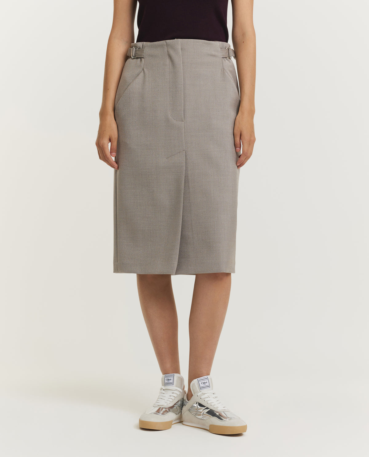 Silk Wool Pencil Skirt