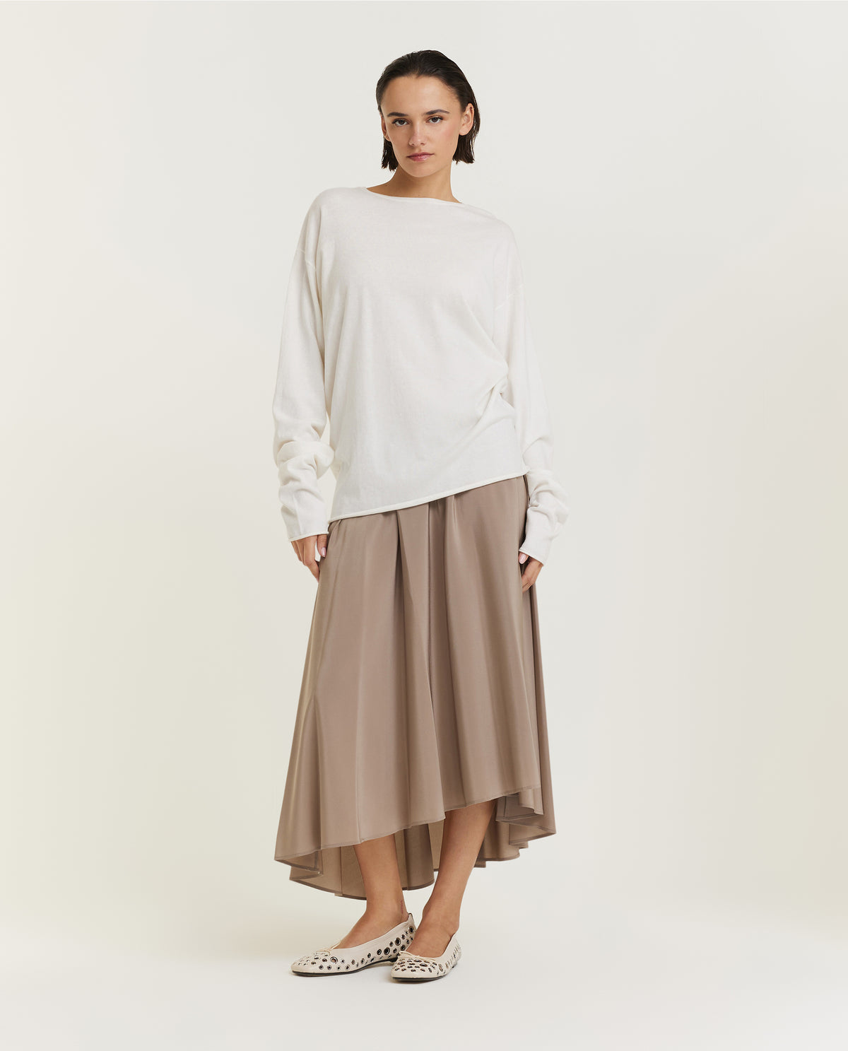 Geplooide Zijden Rok - Bruin