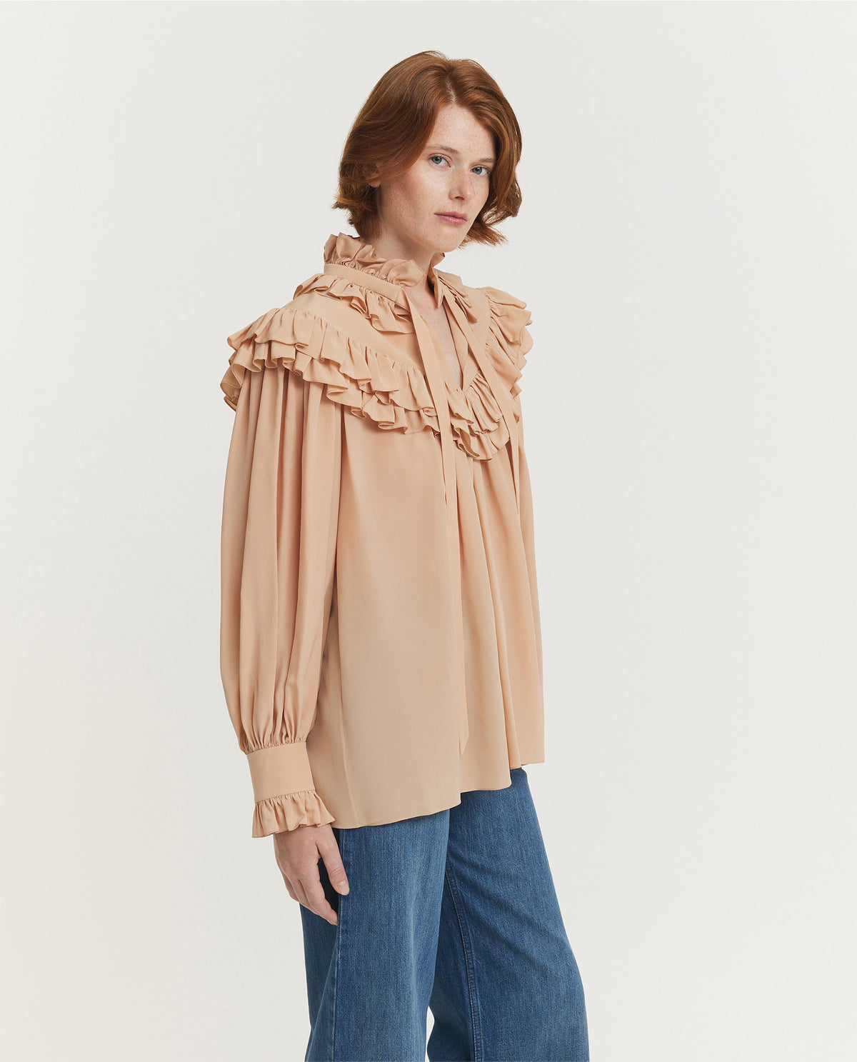 Oversized Gathered Ruffle Top
