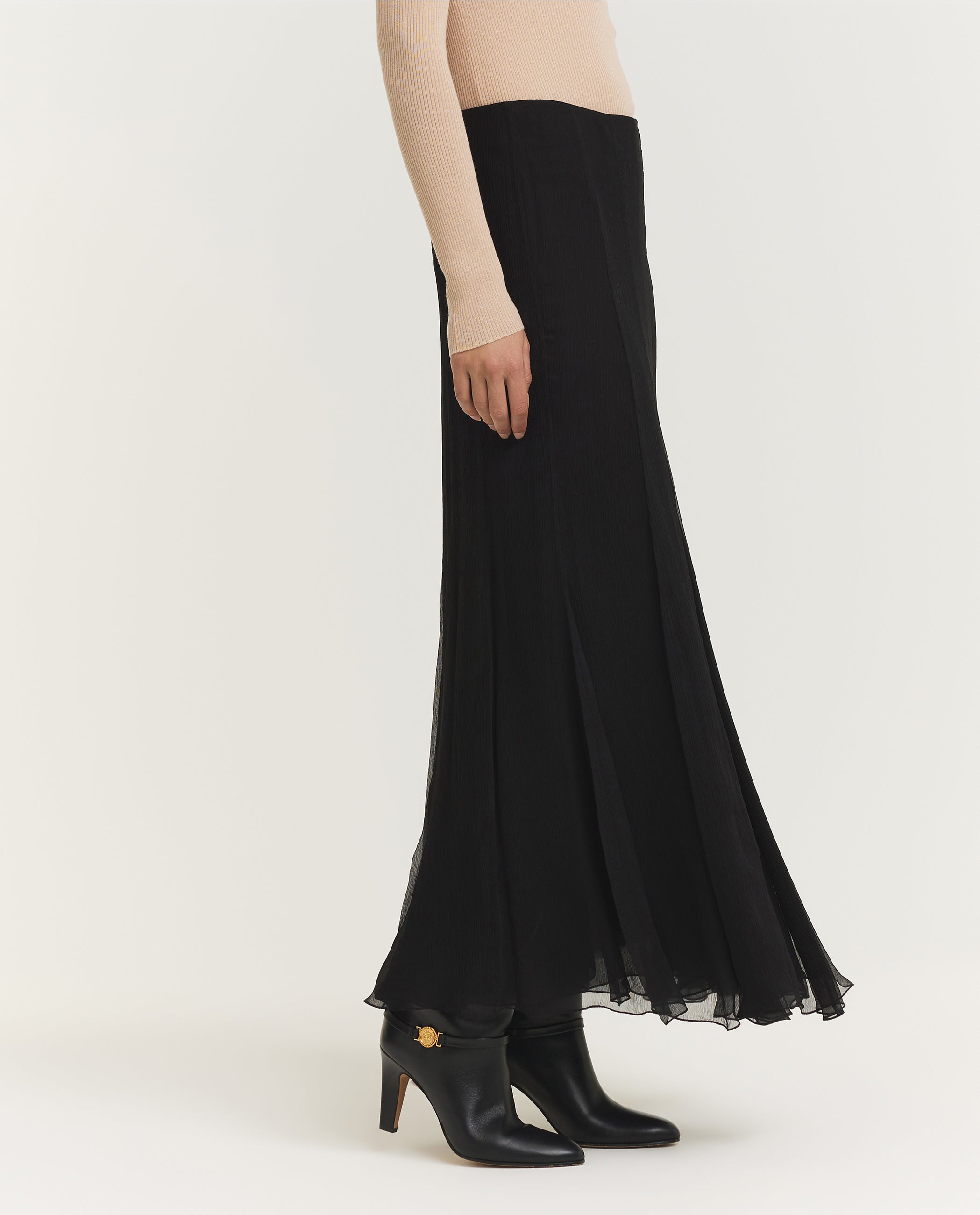 Gathered Fluid Maxi Rok - Zwart