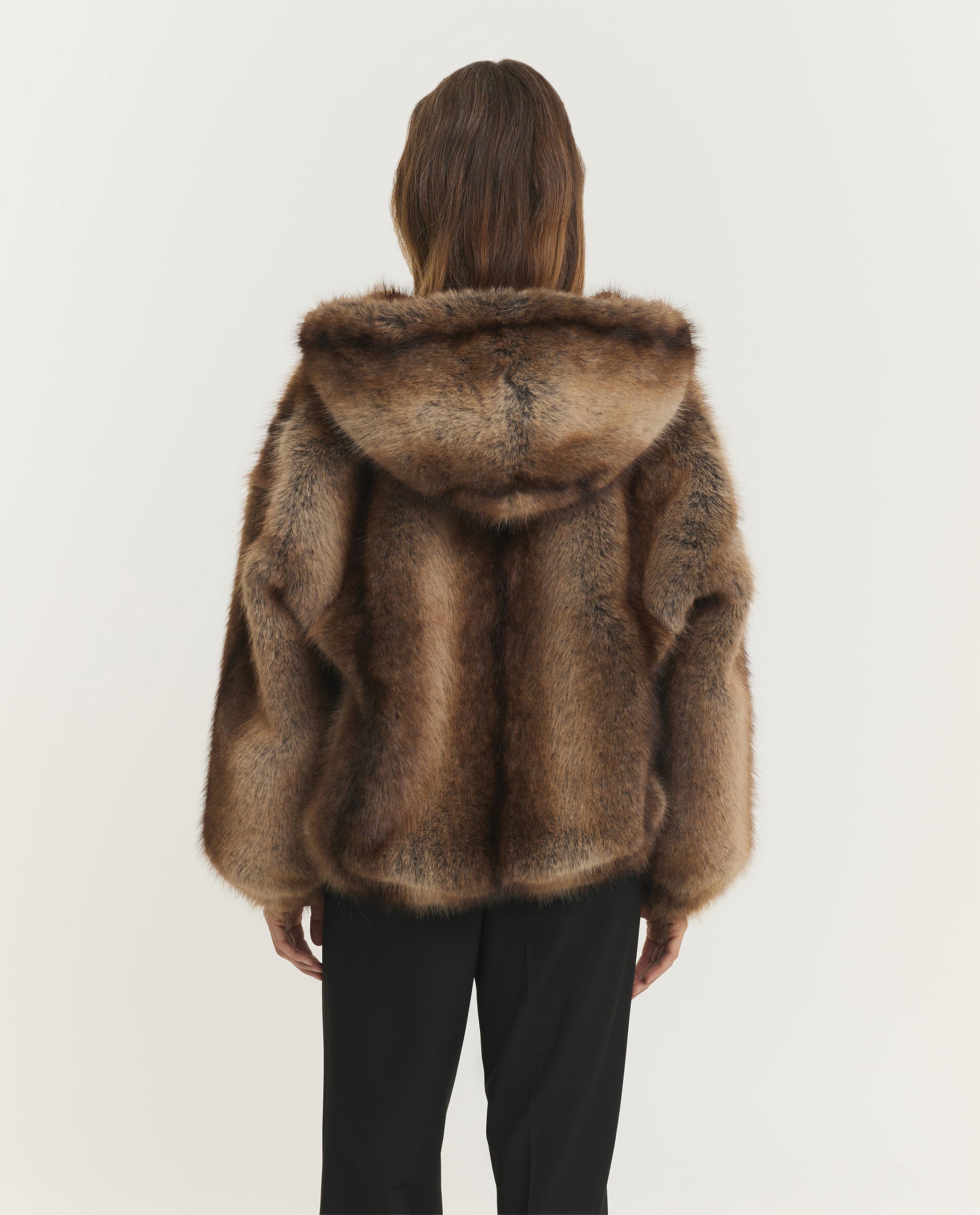 Hazel Faux Fur Jas - Bruin