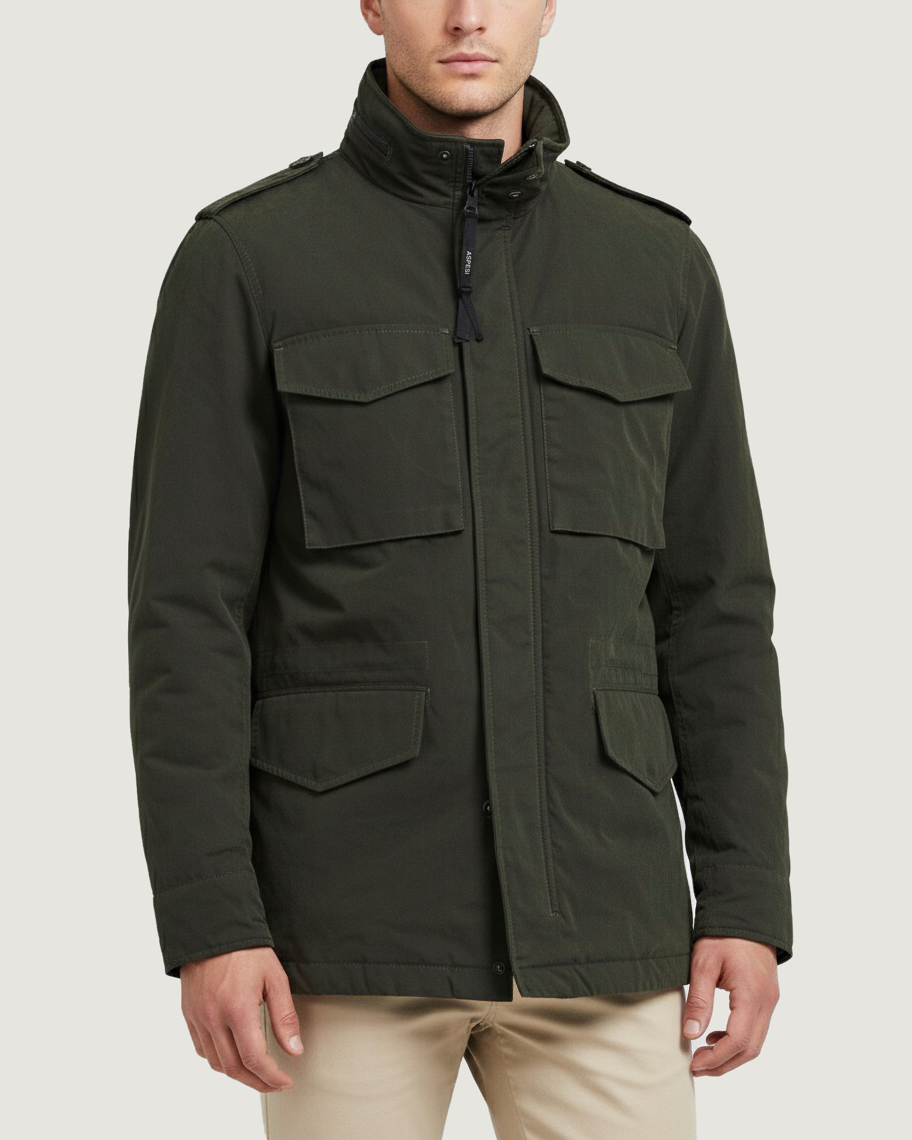 Katoen Mix Field Jacket - Groen